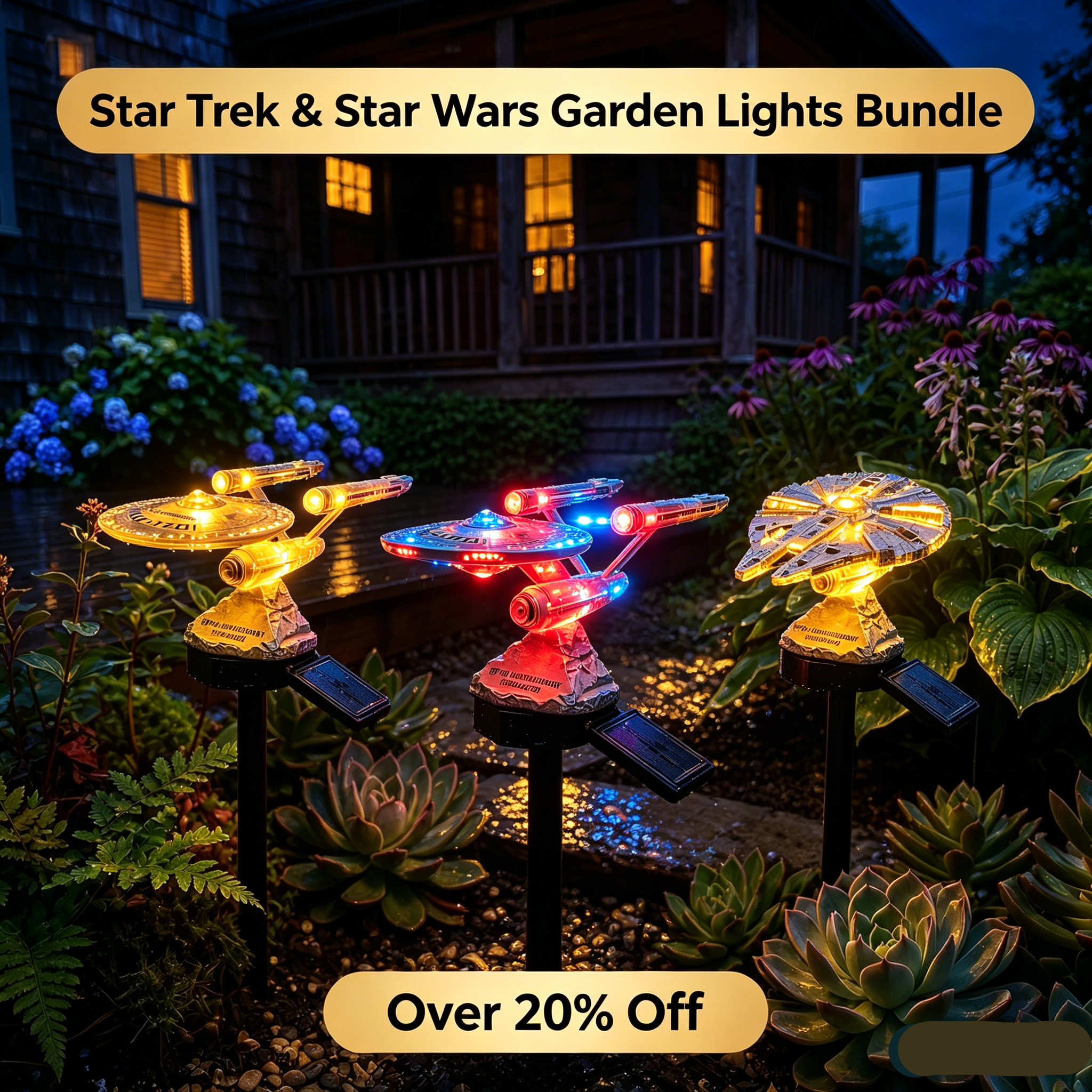 🌌TODAY 52% OFF🚀Turn Your Backyard Into a Sci-Fi Wonderland —🌠 Sci-Fi Starship Solar Garden Light