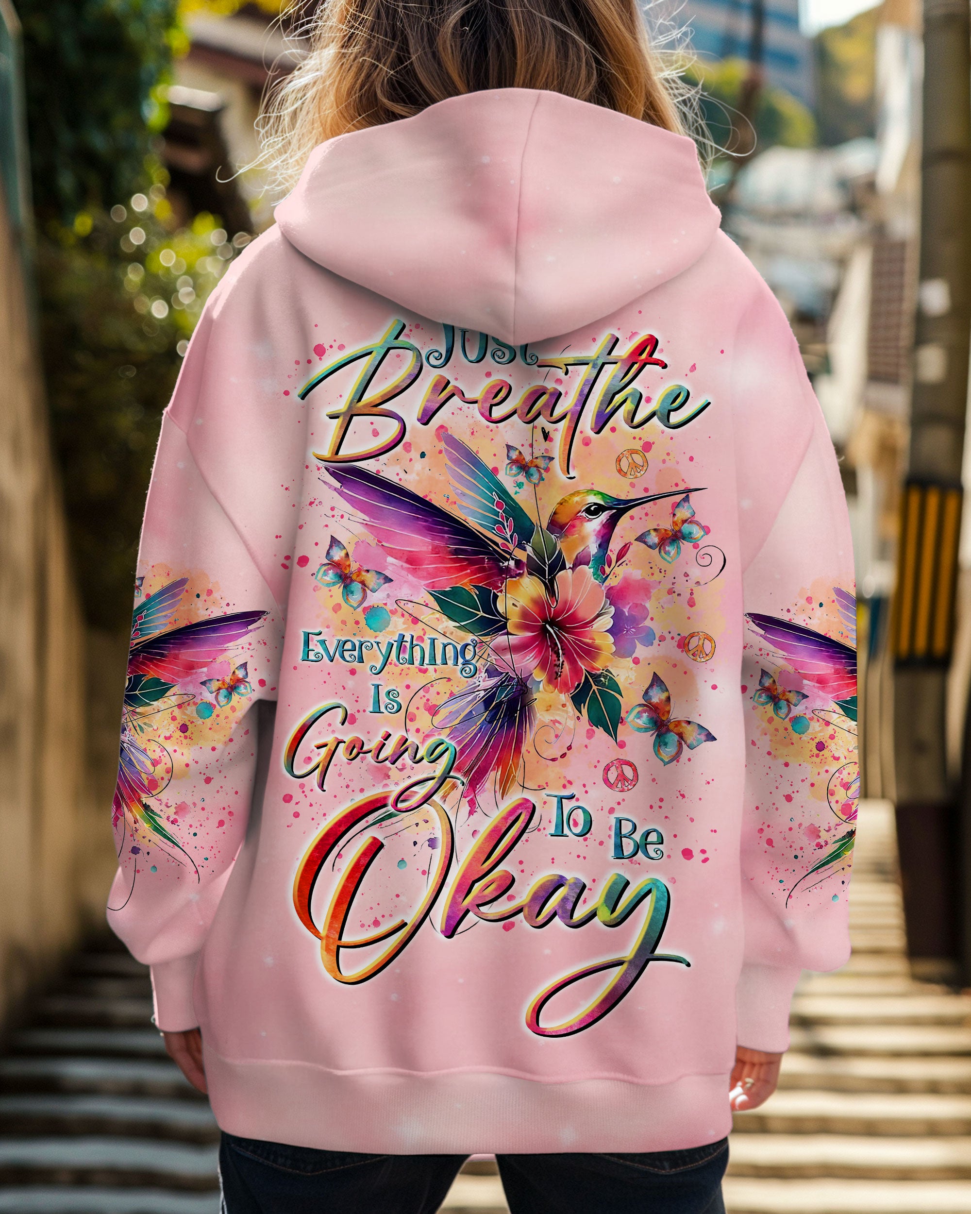JUST BREATHE HUMMINGBIRD ALL OVER PRINT  - TLTR0710243