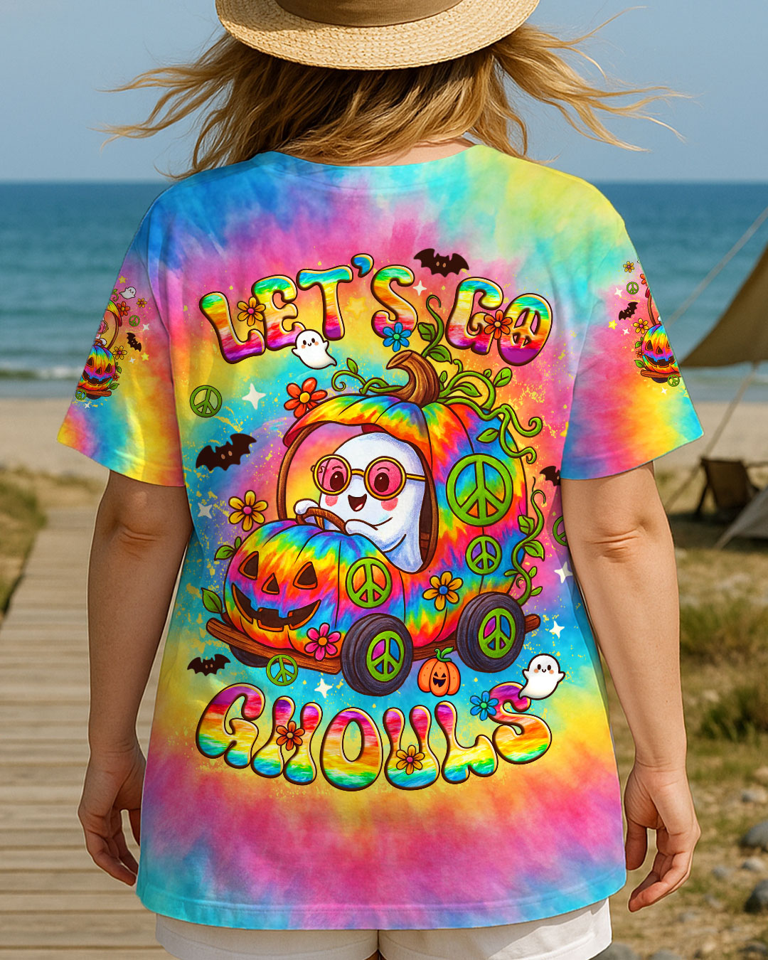 LET'S GO GHOULS BOO HALLOWEEN TIE DYE ALL OVER PRINT - YHLT0707252