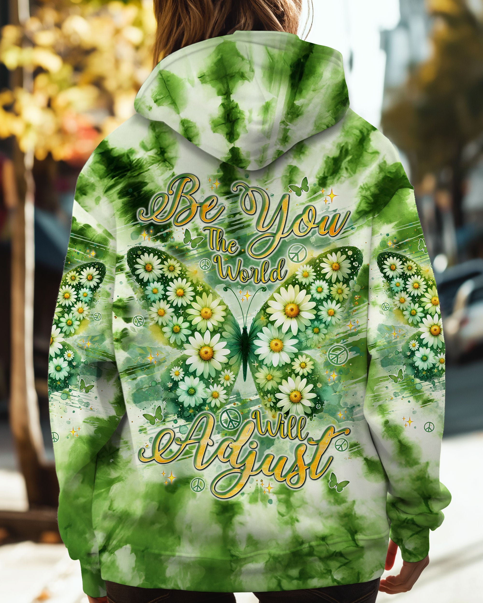 BE YOU THE WORLD WILL ADJUST BUTTERFLY TIE DYE ALL OVER PRINT  - TLNT0801253
