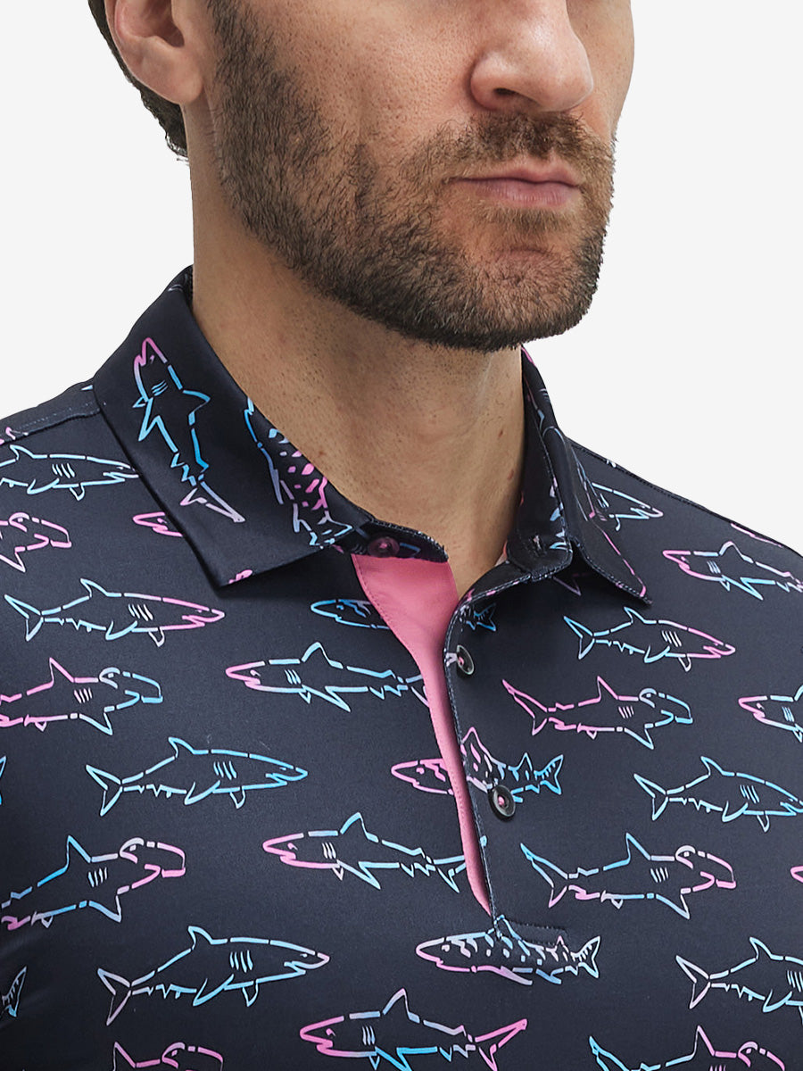 Swing in Style: 4-Way Stretch Performance Printed Golf Polo