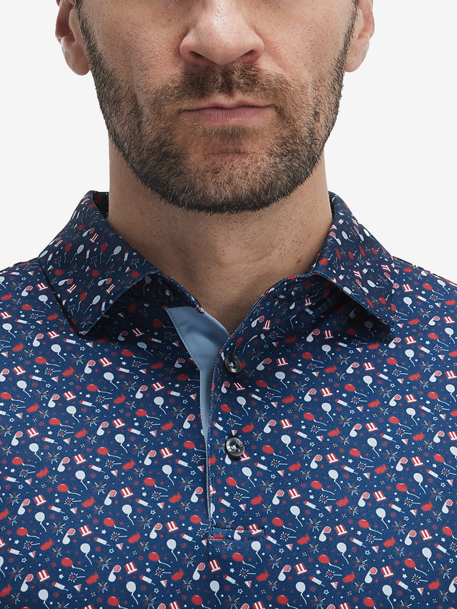 Swing in Style: 4-Way Stretch Performance Printed Golf Polo