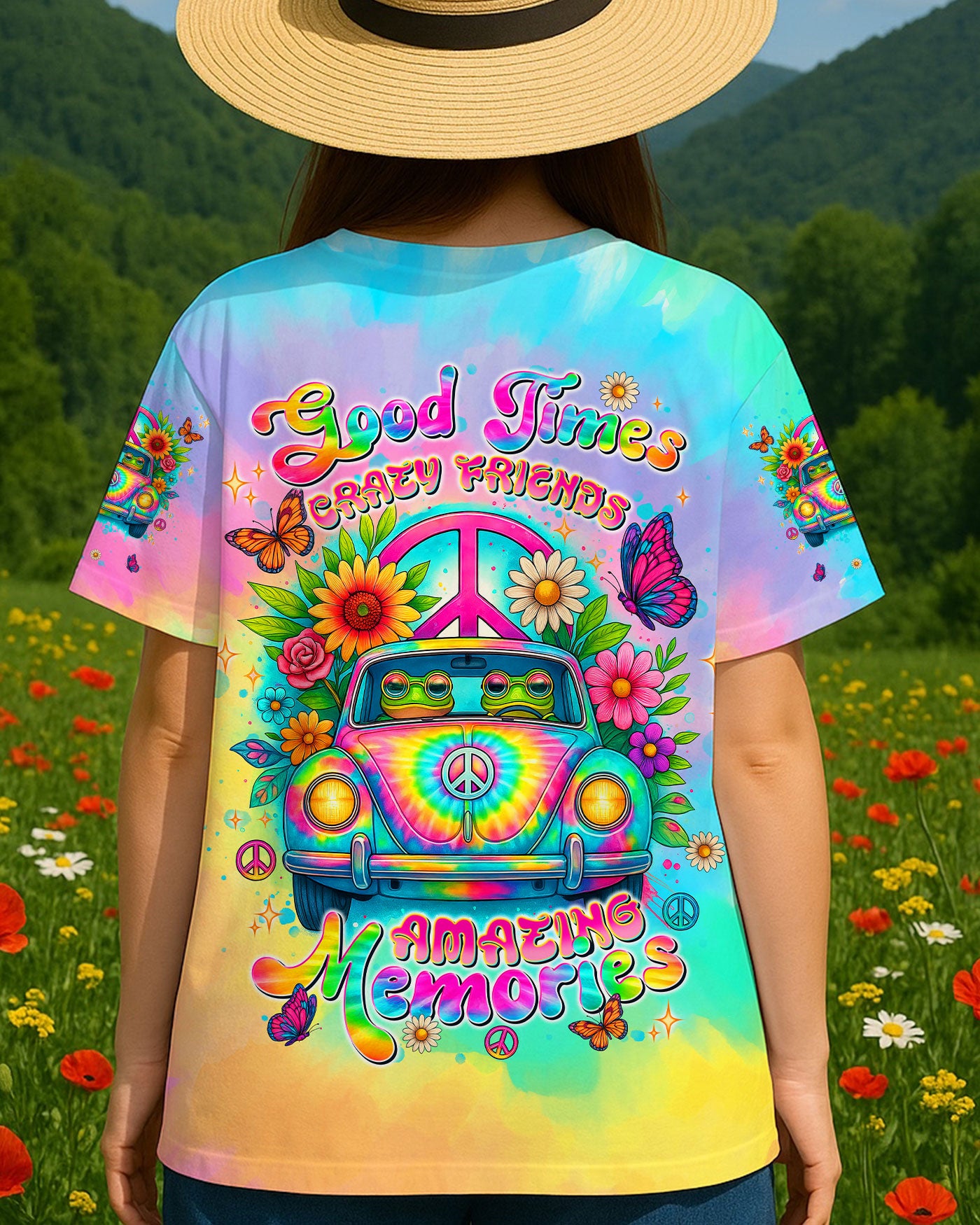 GOOD TIMES CRAZY FRIEND FROG TIE DYE CAR ALL OVER PRINT  - TLNT0505241
