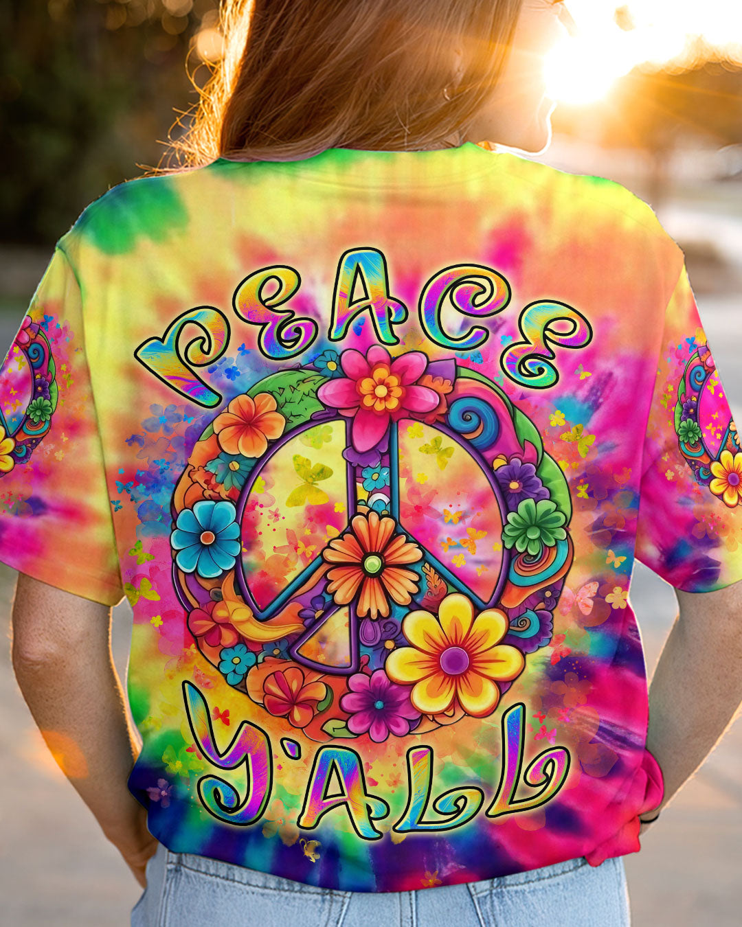PEACE Y'ALL TIE DYE ALL OVER PRINT - YHLN2907244