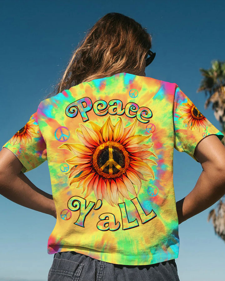PEACE Y'ALL SUNFLOWER TIE DYE ALL OVER PRINT - TLTW2406231