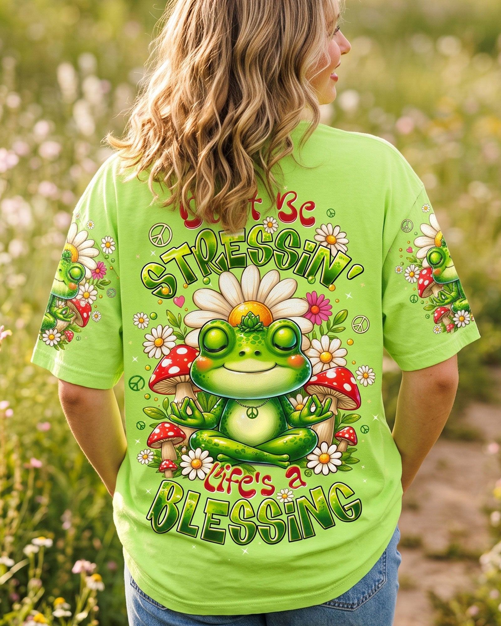 DON'T BE STRESSIN' FROG ALL OVER PRINT - TLTW1307263