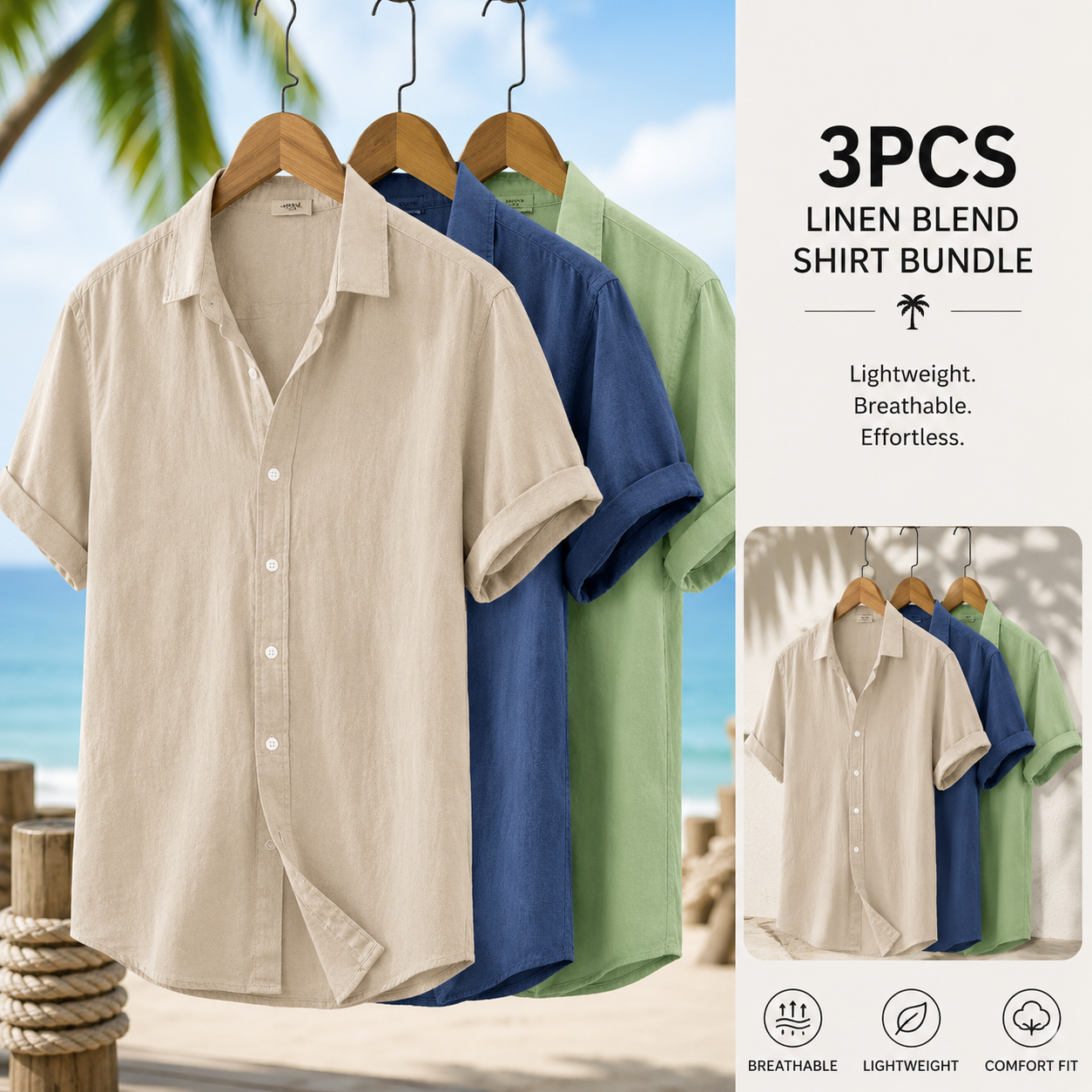 American Flag Cotton Linen Shirts 4th of July Essentials 3-Pack - S, M, L, XL, XXL, 3XL $11,500.00 - Khaki+Green+Navy Blue L