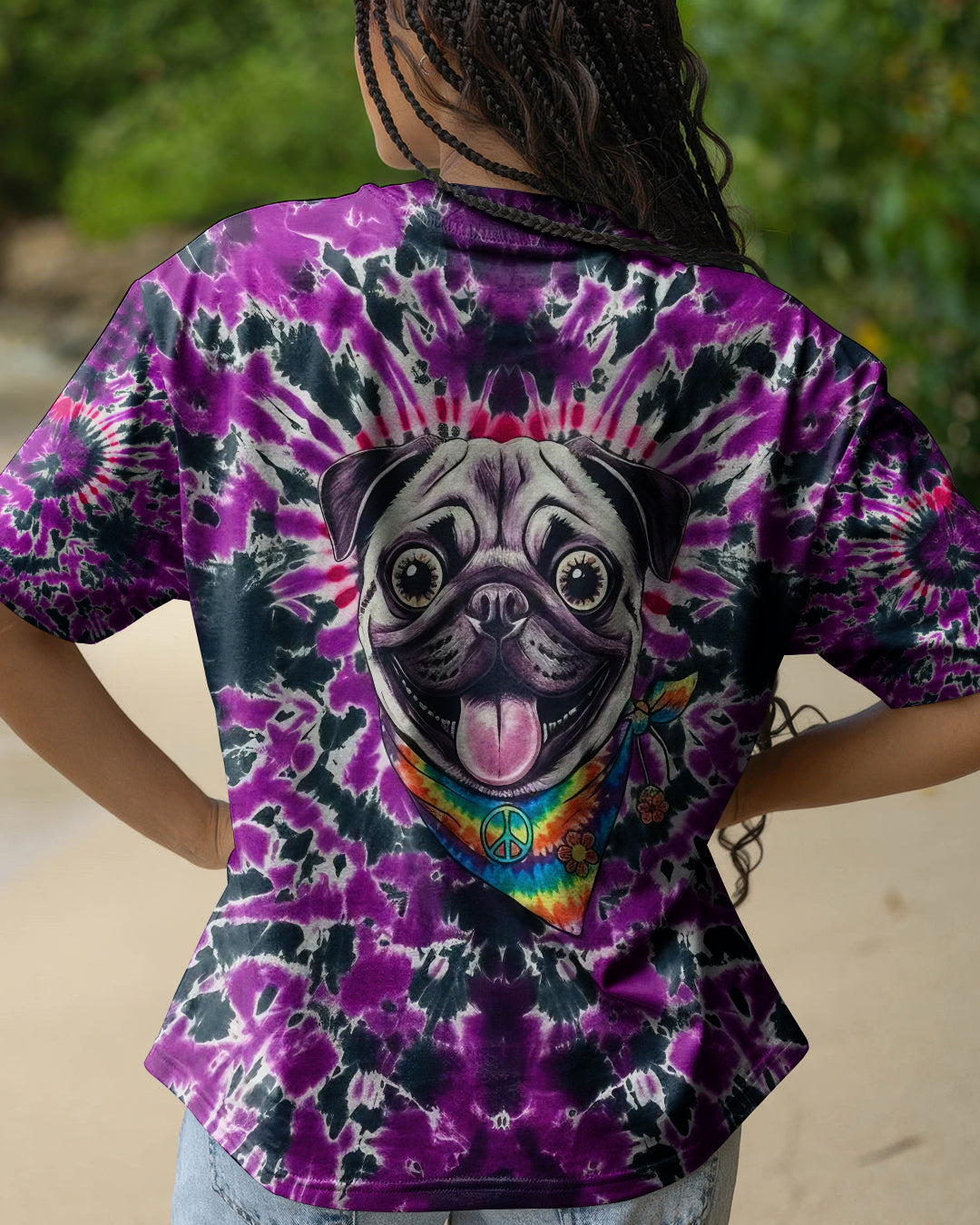 PURPLE SWIRL FUNNY PUG DOG ALL OVER PRINT - YHLT0202261