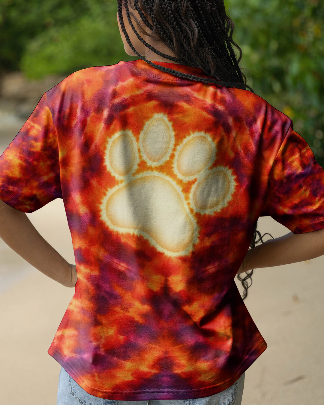 PAW PRINT BURNT ORANGE SWIRL ALL OVER PRINT - TLHG1303262