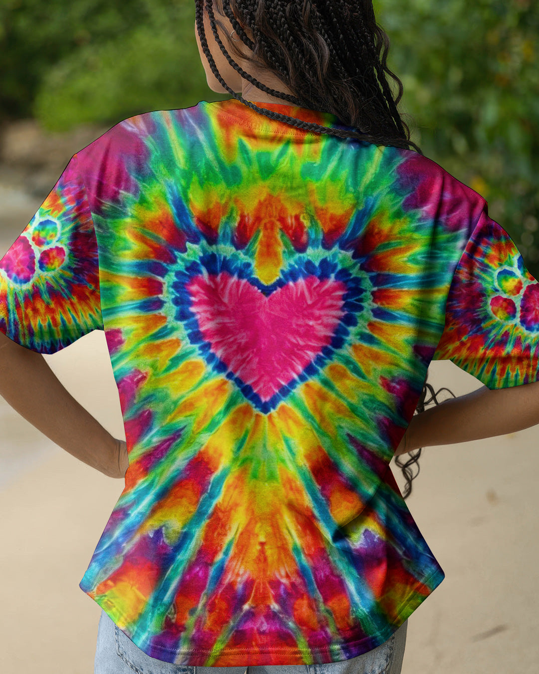 HEART PAW PRINT COLORFUL SWIRL ALL OVER PRINT  - TLNO0104261