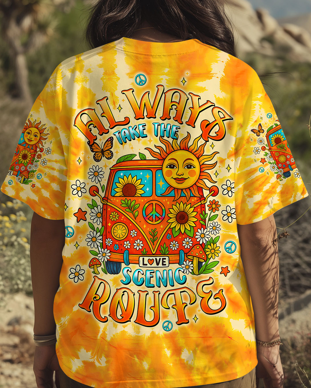 ALWAYS TAKE THE SCENIC ROUTE TIE DYE BUS ALL OVER PRINT - TLTW0207254