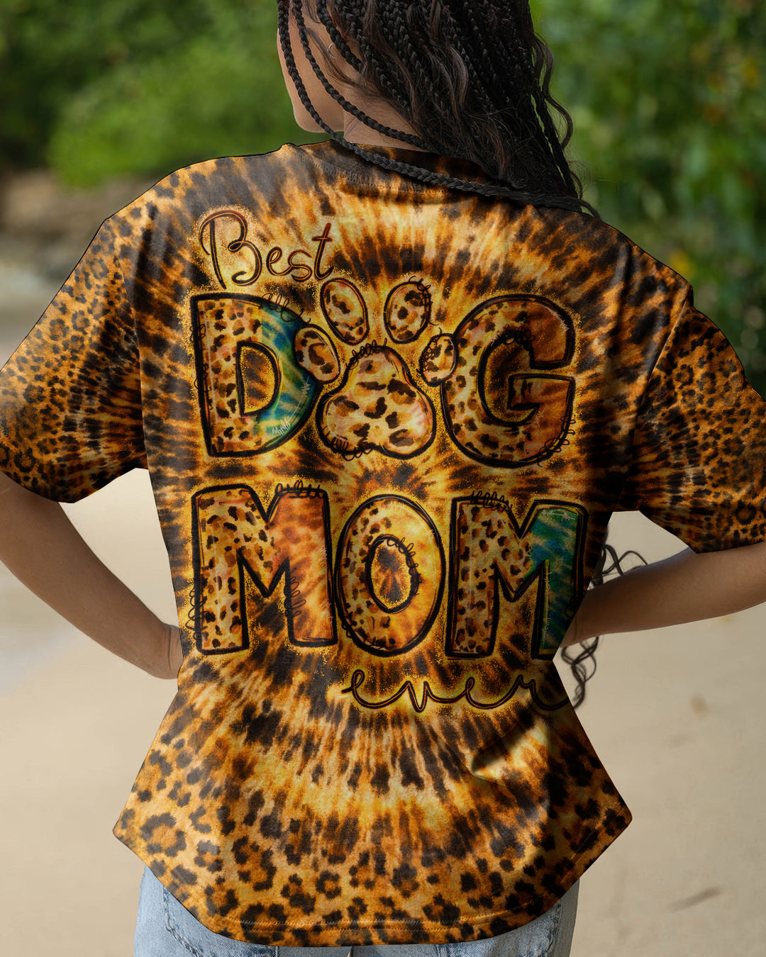 BEST DOG MOM EVER LEOPARD SWIRL ALL OVER PRINT   - TLNT1003261