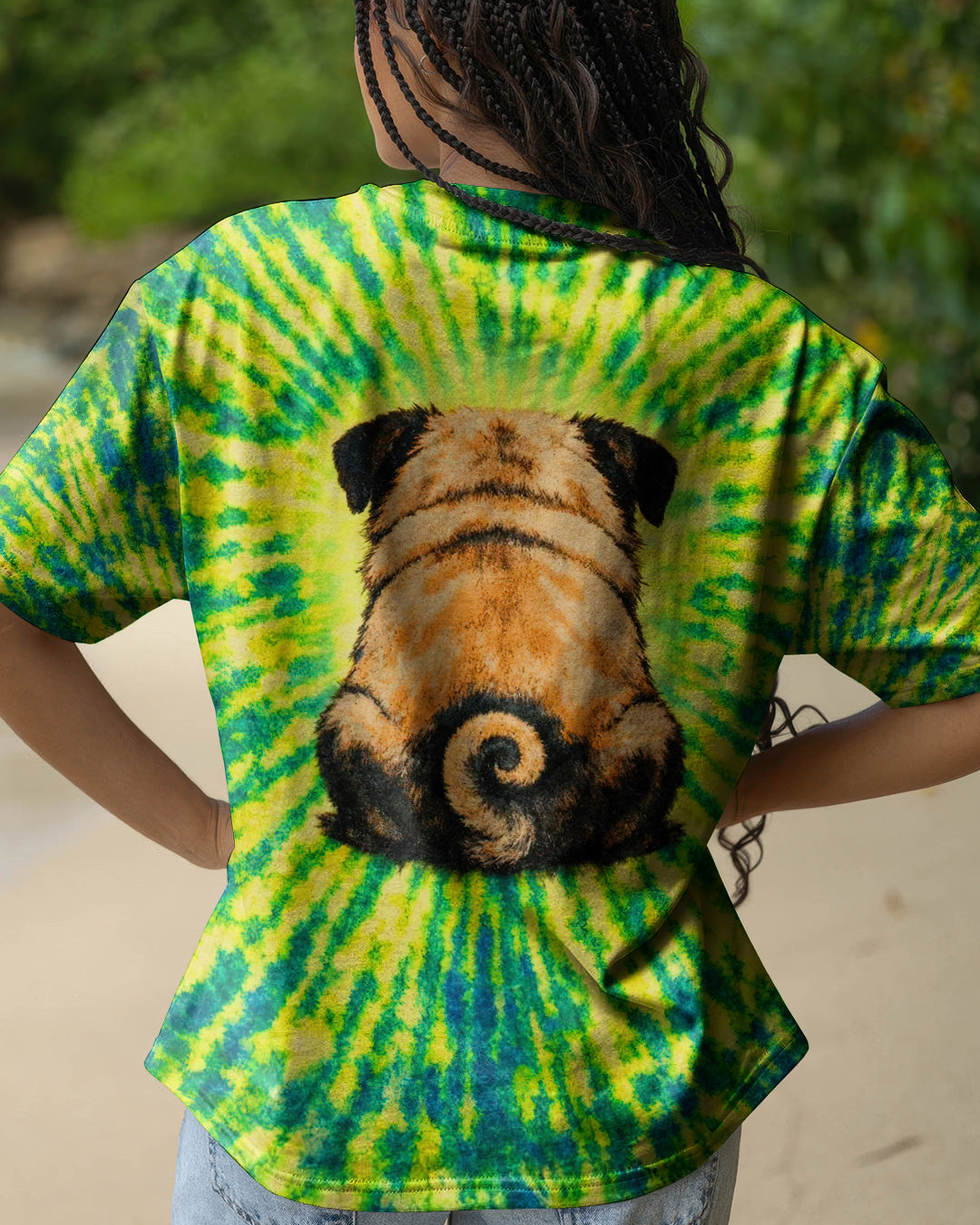 PUG DOG LEMON YELLOW SWIRL ALL OVER PRINT - TLNT2502262