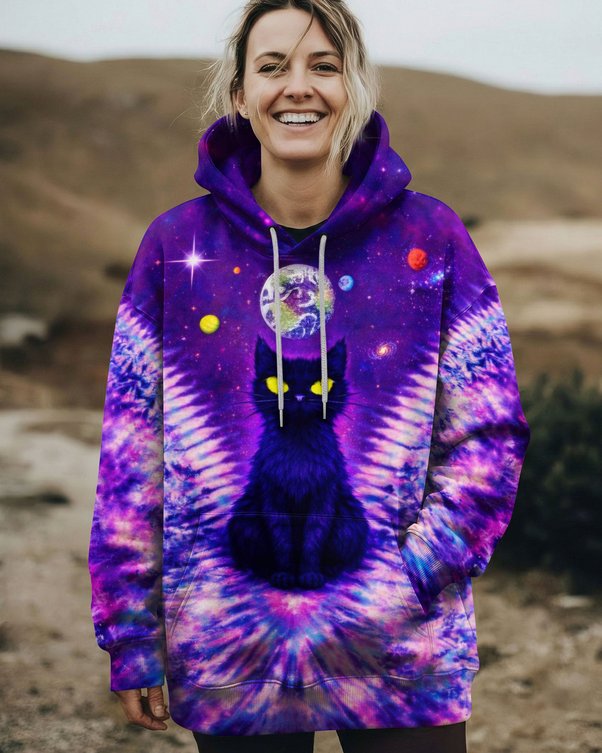 BLACK CAT V GALAXY SWIRL ALL OVER PRINT - TLTW0402261