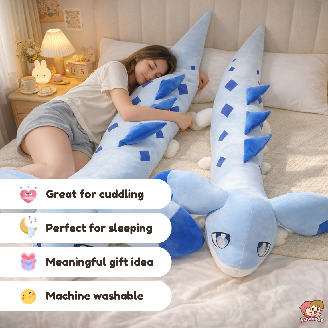 Sofi the Long Kawaii Baby Blue Dragon Plushie