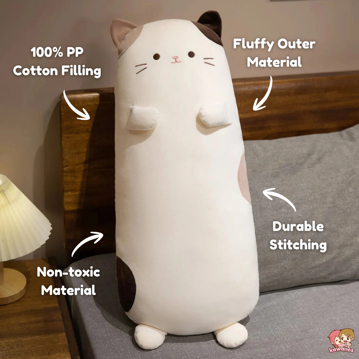 Mochi the Long Snuggly Spotted Cat Plush