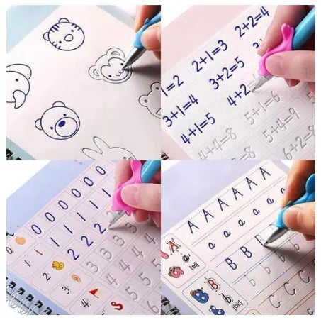 ✏️ Reusable Handwriting Practice Book Set for Kids – 4PCS Magic Writing Workbook