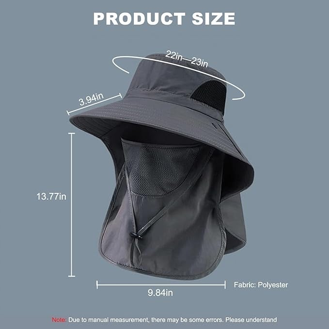 Wide Brim Sun Protection Hat with Removable Face&Neck Flap Cover for Men Women