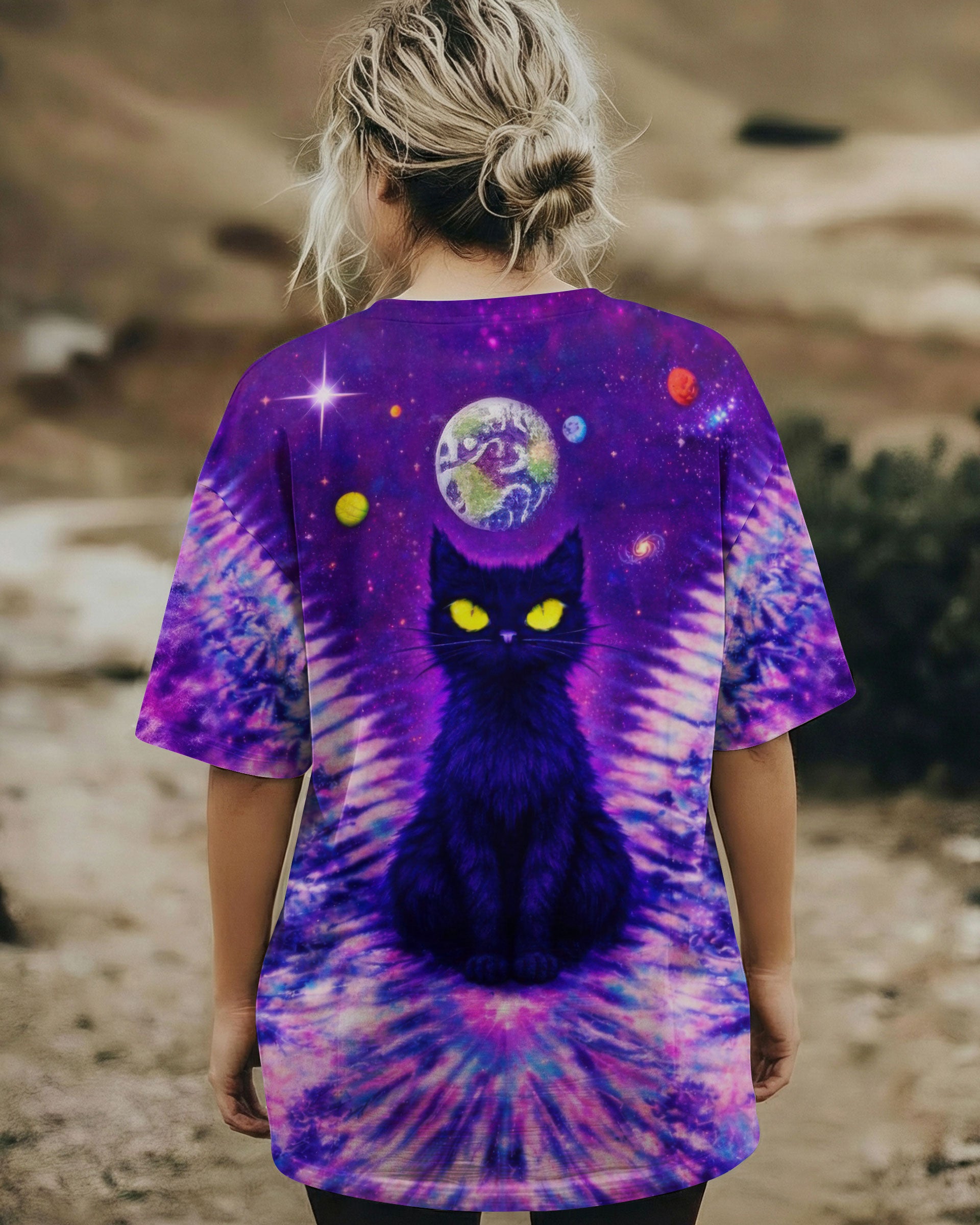 BLACK CAT V GALAXY SWIRL ALL OVER PRINT - TLTW0402261