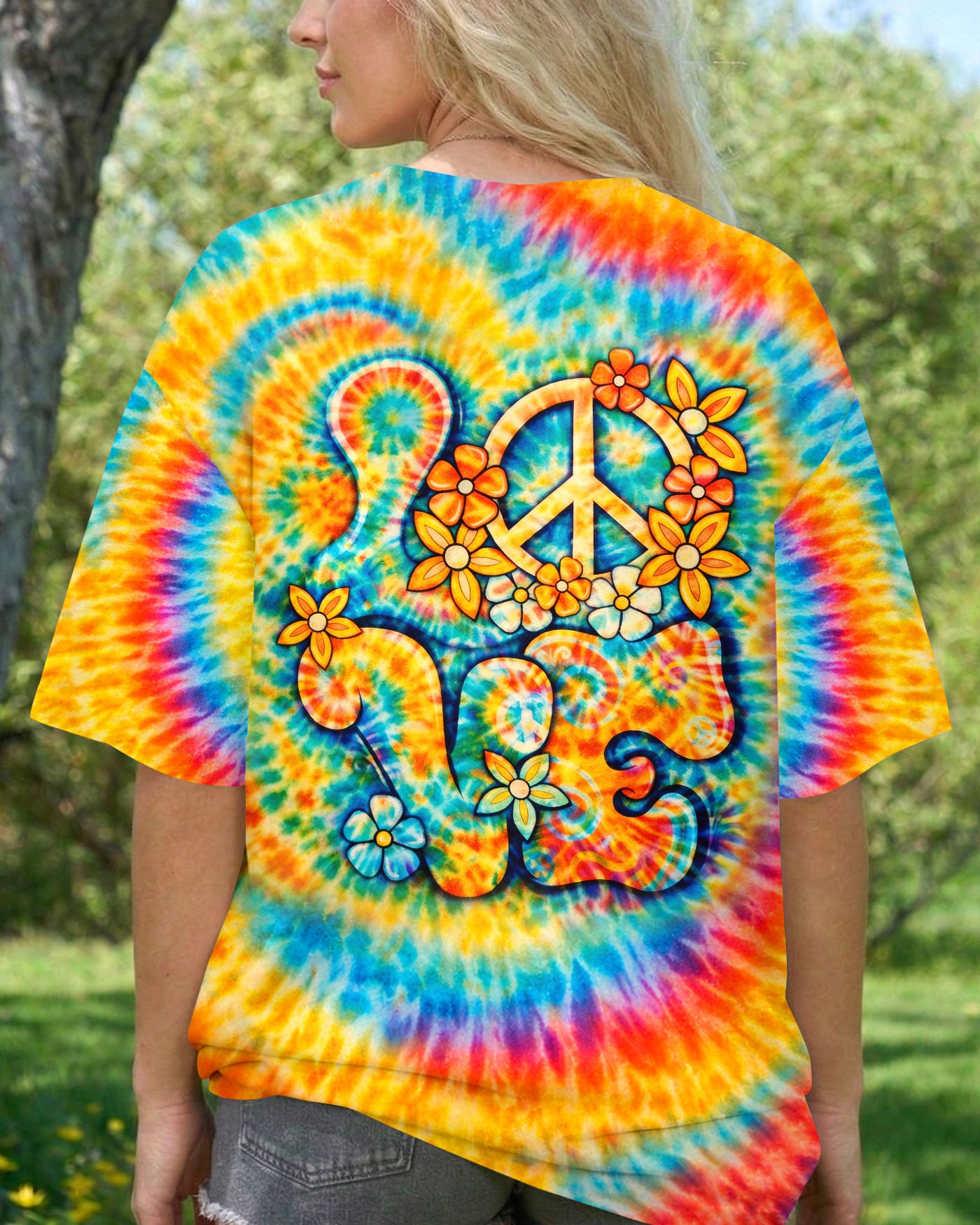 LOVE PEACE SYMBOL SWIRL ALL OVER PRINT - TLHN2303261