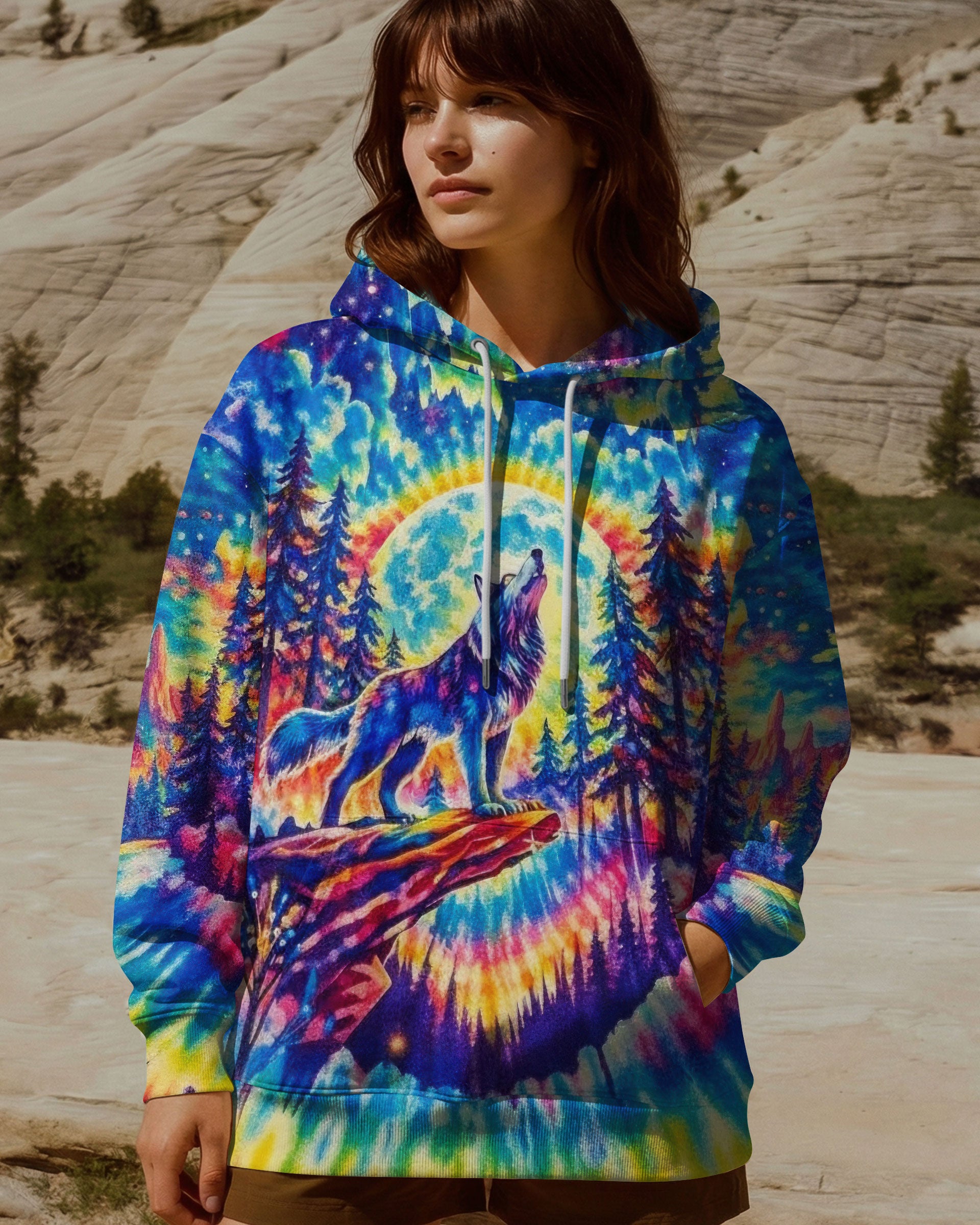 WOLF IN THE FOREST COLORFUL SWIRL ALL OVER PRINT  - TLTW2001264
