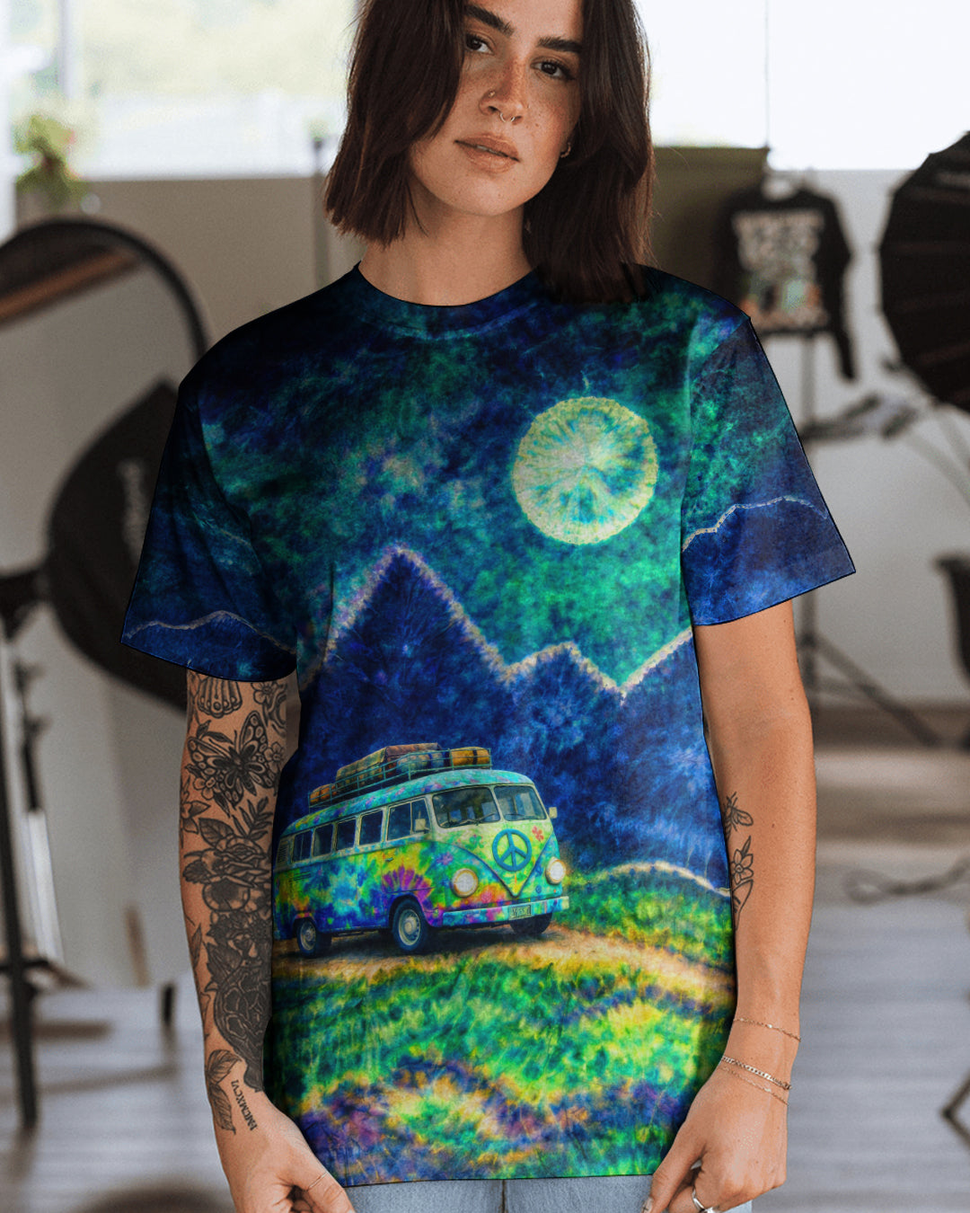 HIPPIE BUS UNDER MOON SWIRL ALL OVER PRINT  - TLTW0202262