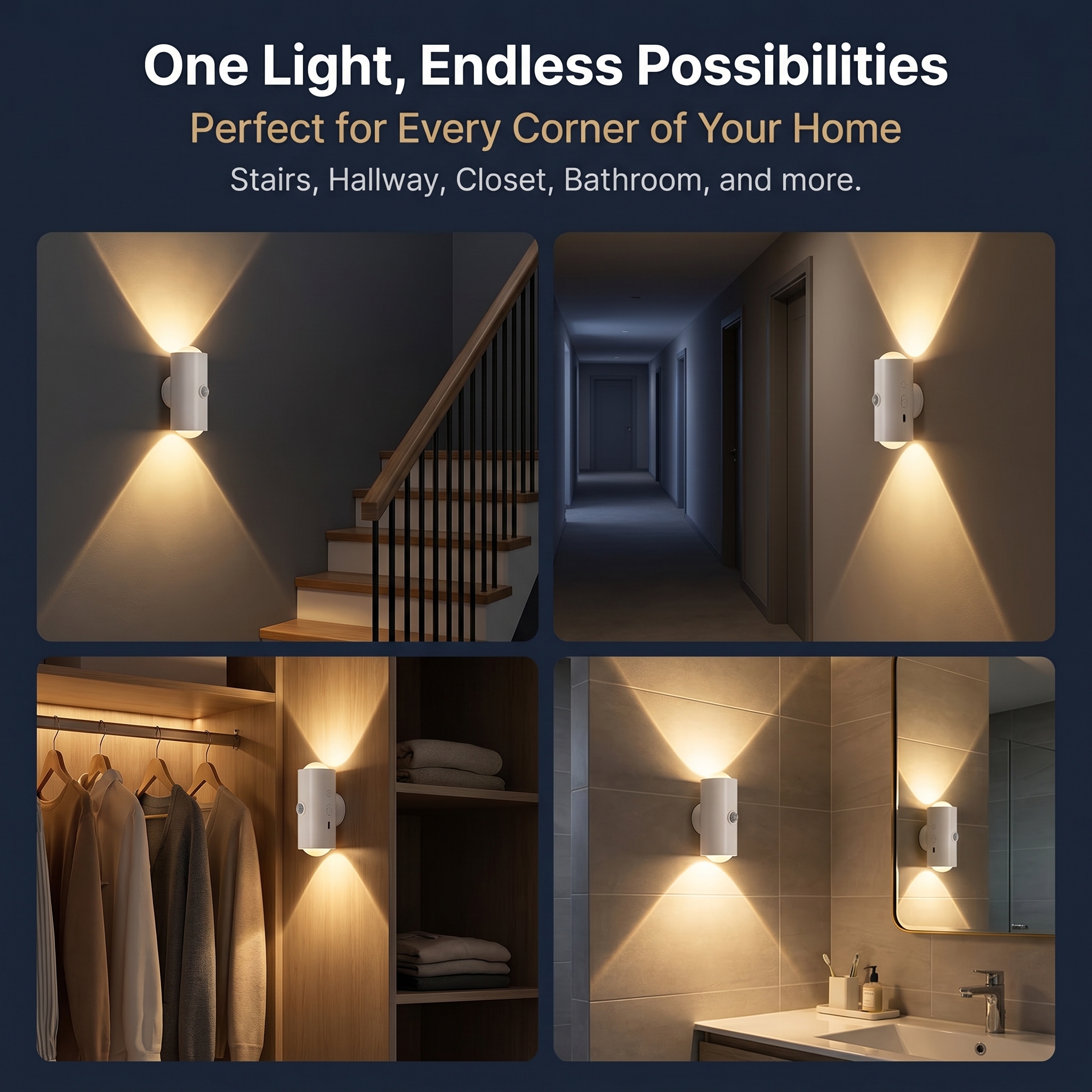 LED Motion Sensor Night Light - Smart Auto-On Cabinet Light with 16 Colors, Rechargeable Magnetic Night Light for Kids Bedroom Kitchen Hallway Stairs, Protects Baby and Family at Night
