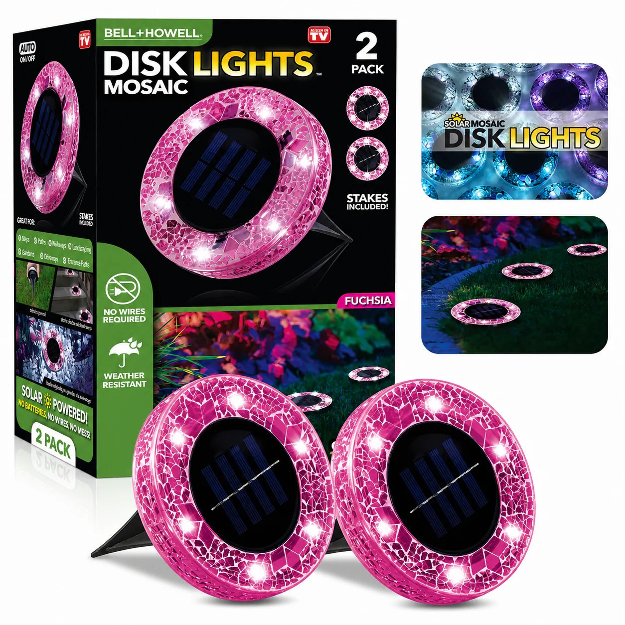 🛋️Solar Mosaic Disk Lights – Waterproof LED Pathway Lights with Auto On/Off