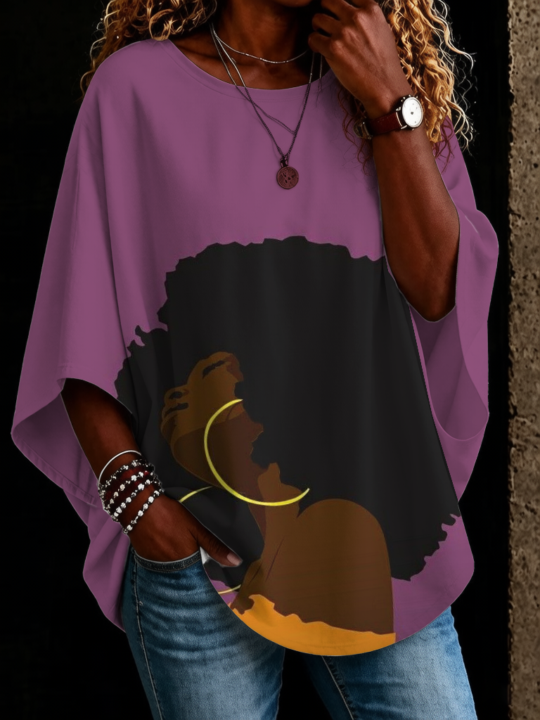 Women's Afro Black Girl Magic Print Casual T-Shirt