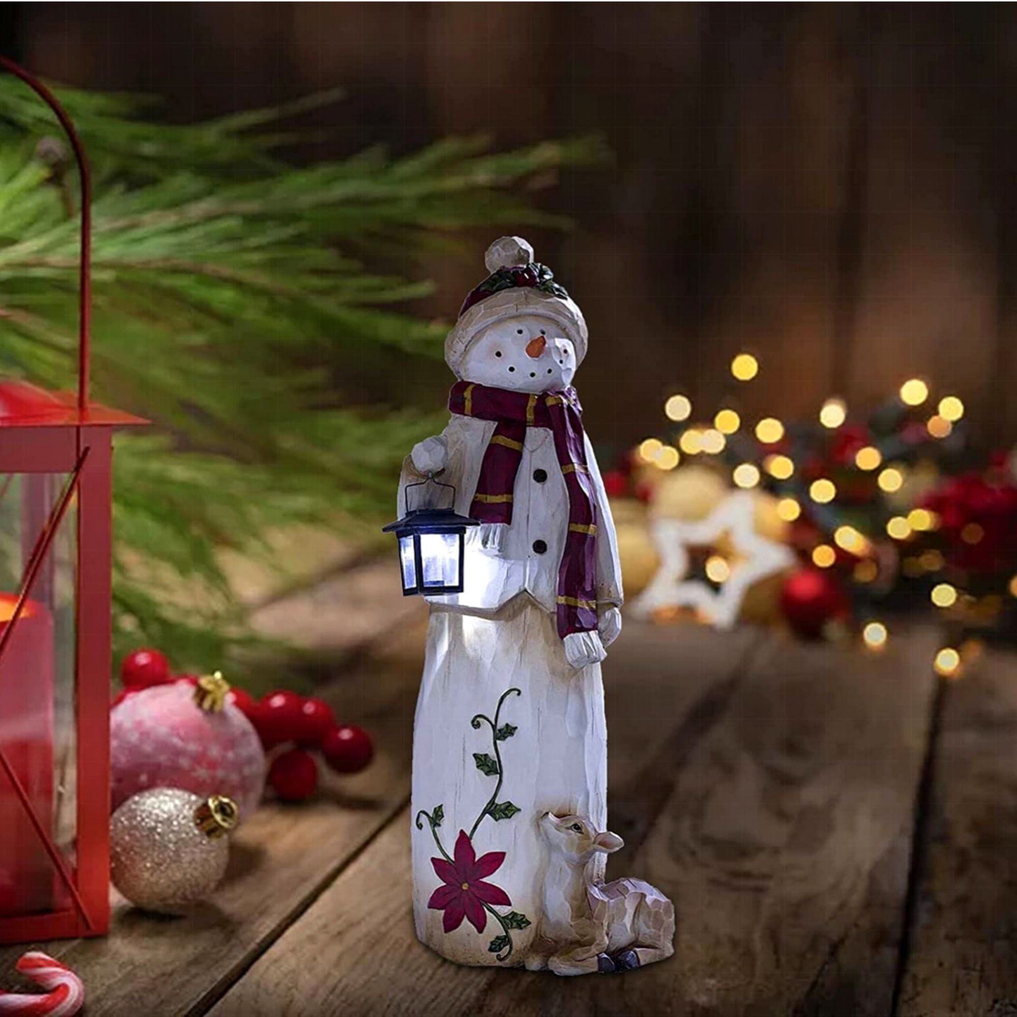 Oncandforal🔥Flash Sale - 49% OFF 🎄Christmas Decoration Woodland Snowman Holding Solar Lantern