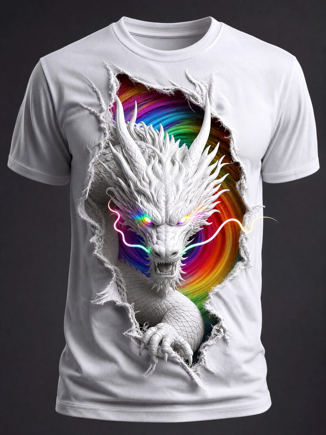 Men's Dragon Rainbow Japanese Art Print T-Shirt
