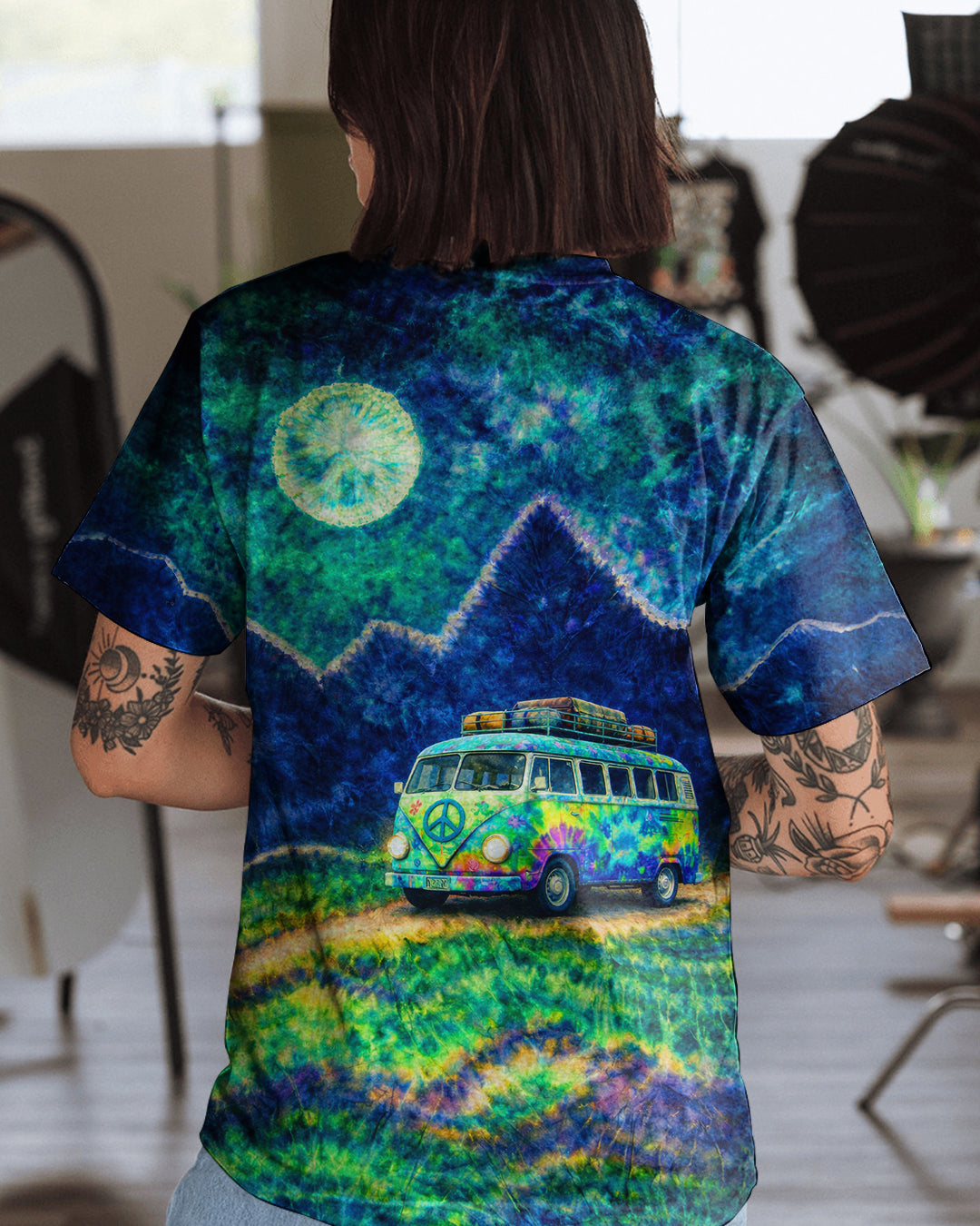 HIPPIE BUS UNDER MOON SWIRL ALL OVER PRINT  - TLTW0202262
