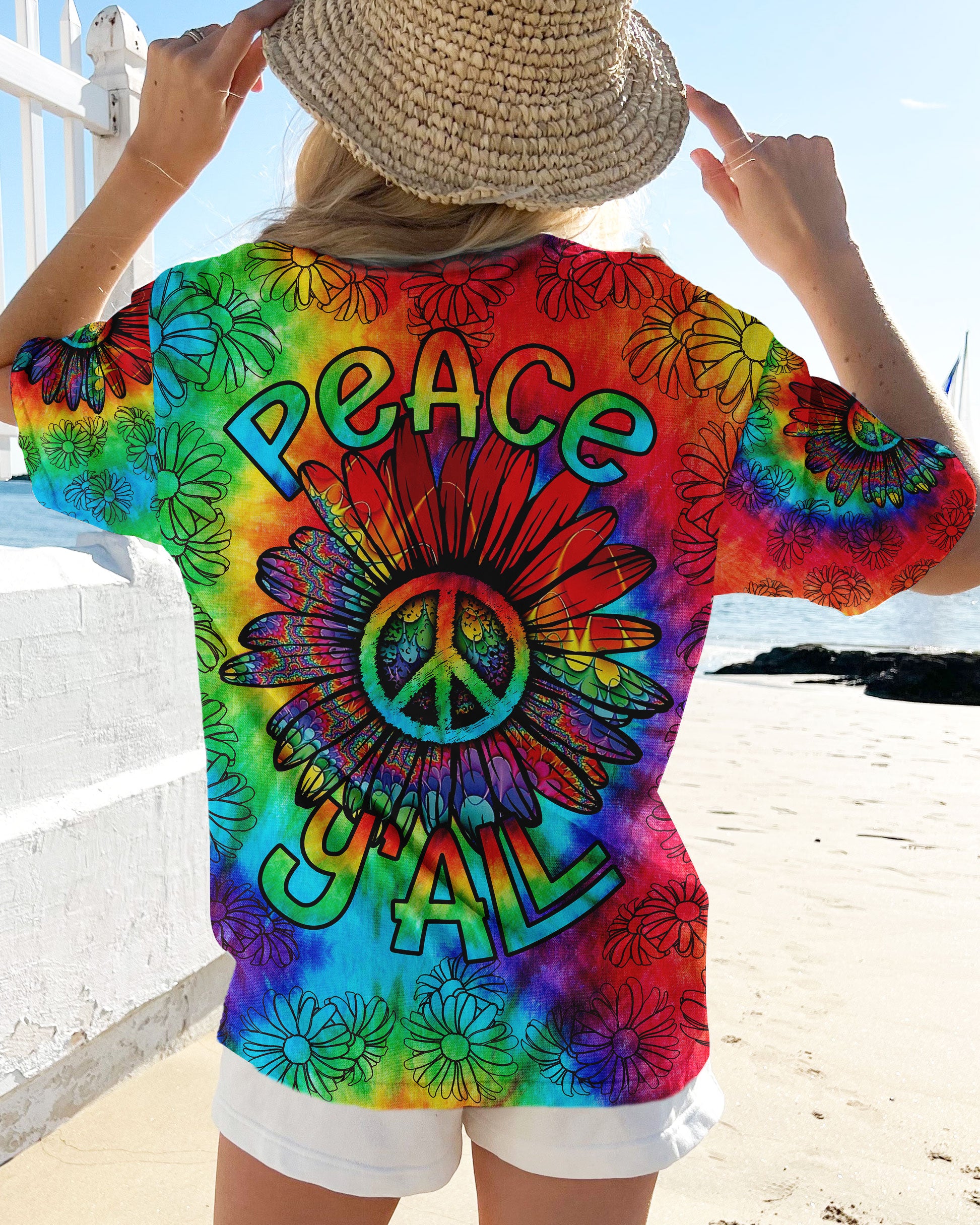PEACE Y'ALL DAISY TIE DYE ALL OVER PRINT - TLNO0507232