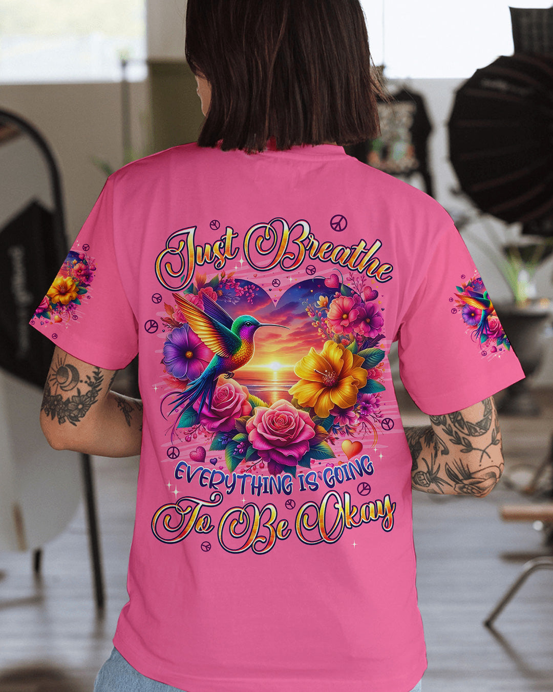 JUST BREATHE HUMMINGBIRD ALL OVER PRINT - TYPQ0602262