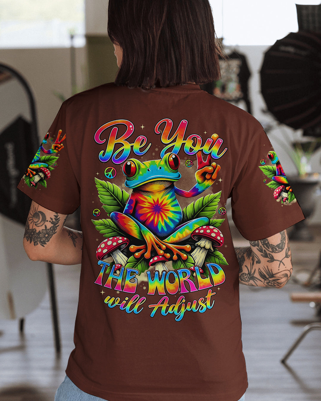 BE YOU THE WORLD WILL ADJUST FROG ALL OVER PRINT - TYTD0402261
