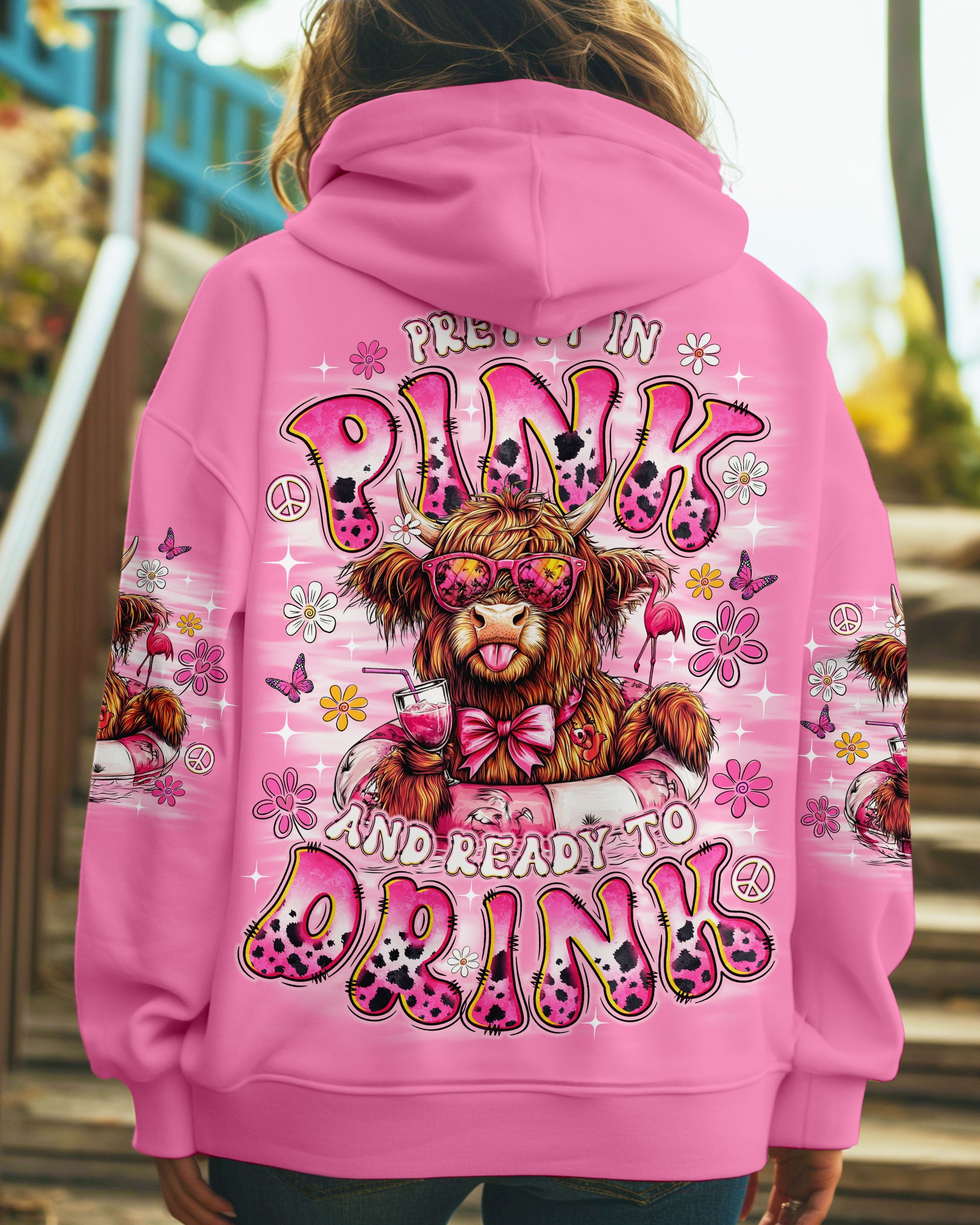 PRETTY IN PINK COW ALL OVER PRINT  - TLNO1807252