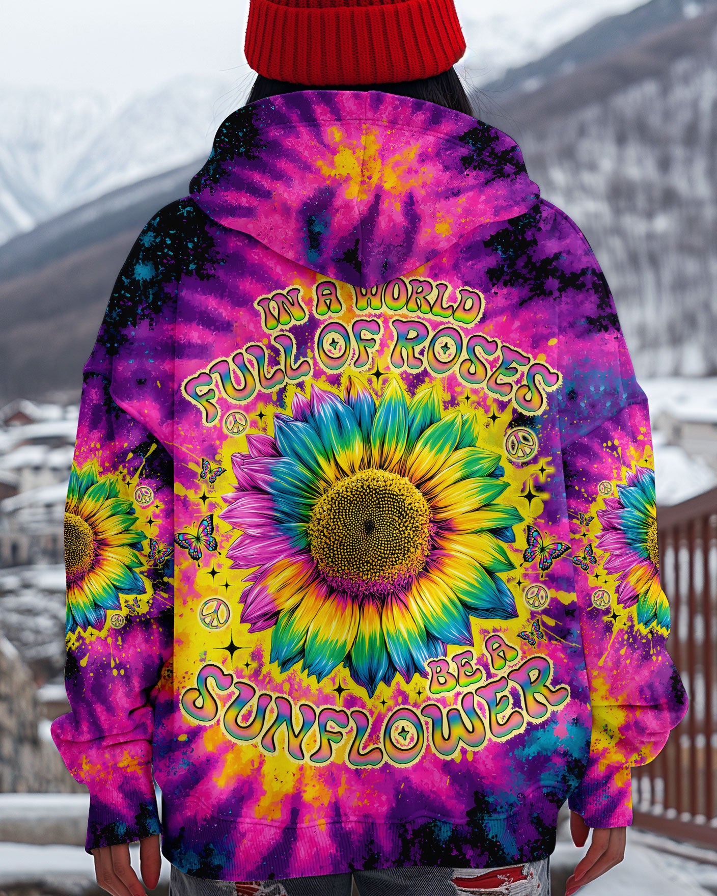 IN A WORLD FULL OF ROSES BE A SUNFLOWER TIE DYE ALL OVER PRINT - TLNO1006251
