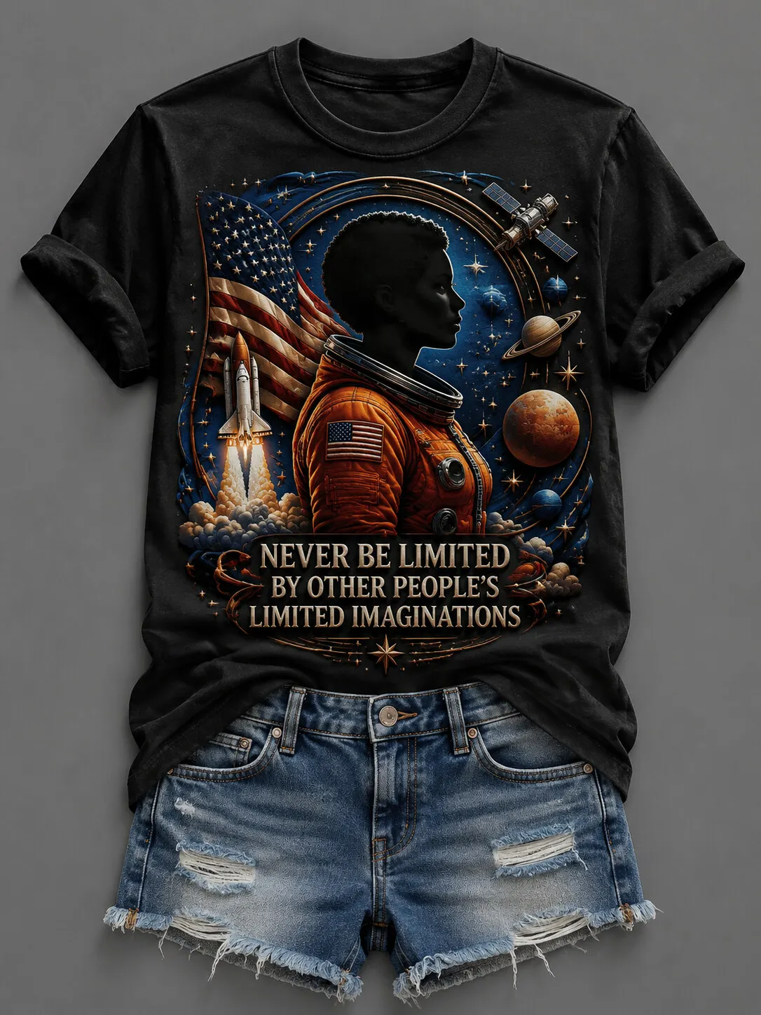 Women's The First African-American Female Astronaut Art Print Casual T-Shirt