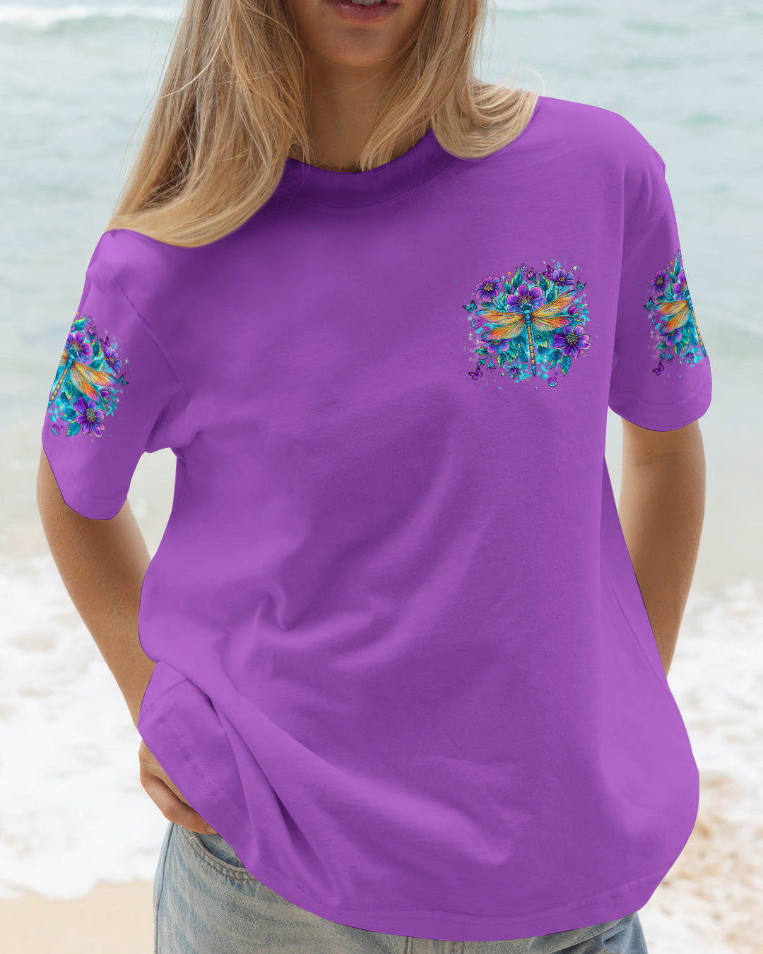 JUST BREATHE DRAGONFLY FLORAL ALL OVER PRINT - TLHN2403262