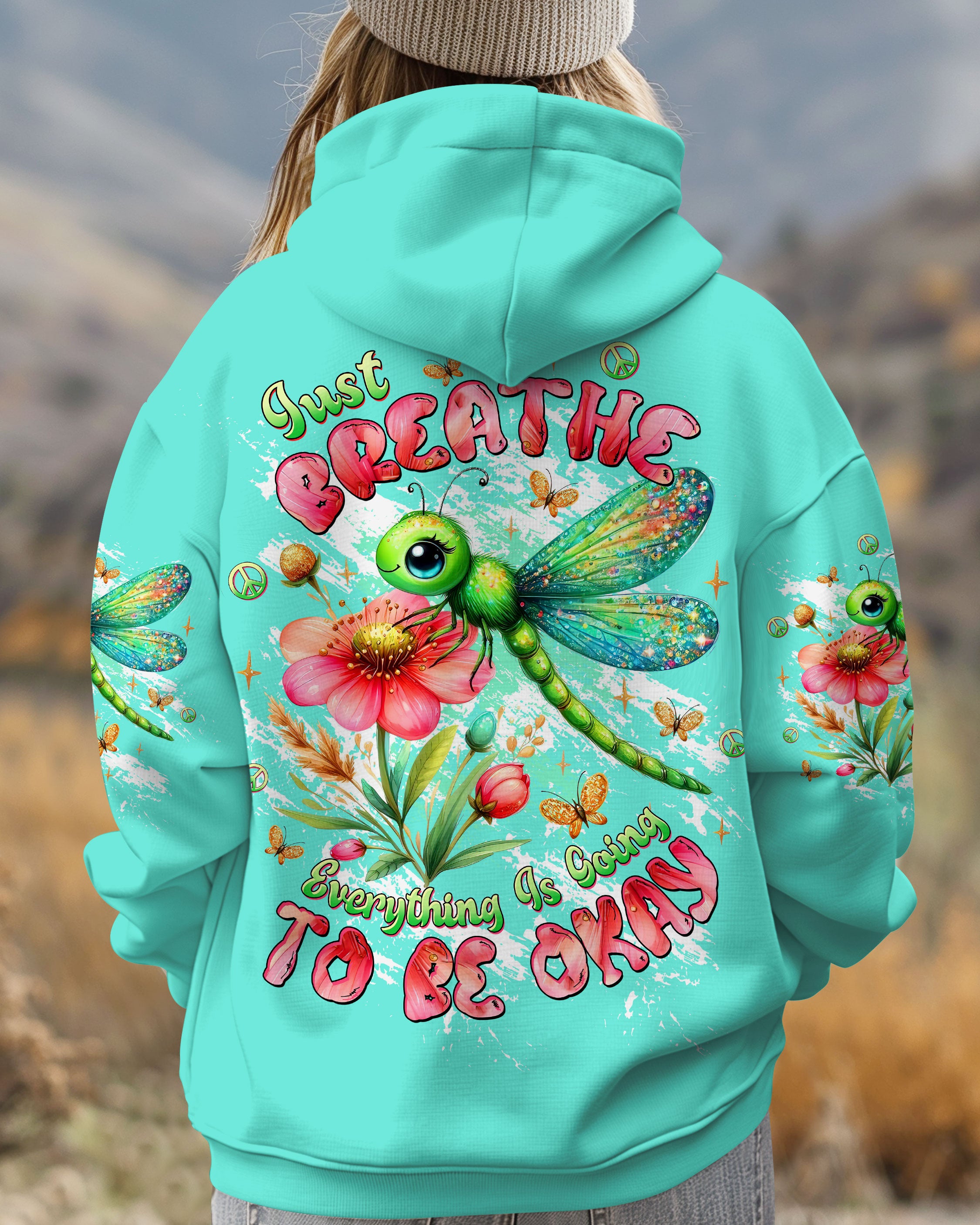 JUST BREATHE  BUTTERFLY DRAGONFLY ALL OVER PRINT - TLTW0910254