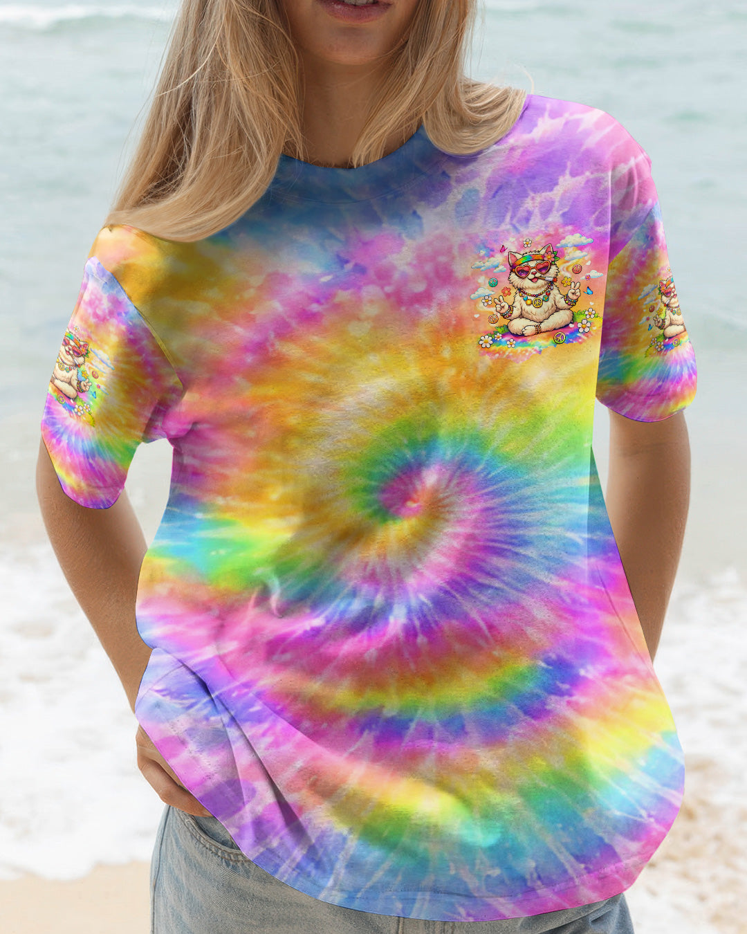 BE KIND STAY WEIRD FUNNY CAT ALL OVER PRINT - YHLT1102262