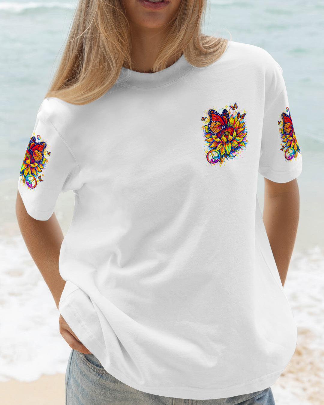 JUST BREATHE BUTTERFLY SUNFLOWER ALL OVER PRINT - TLNO270261