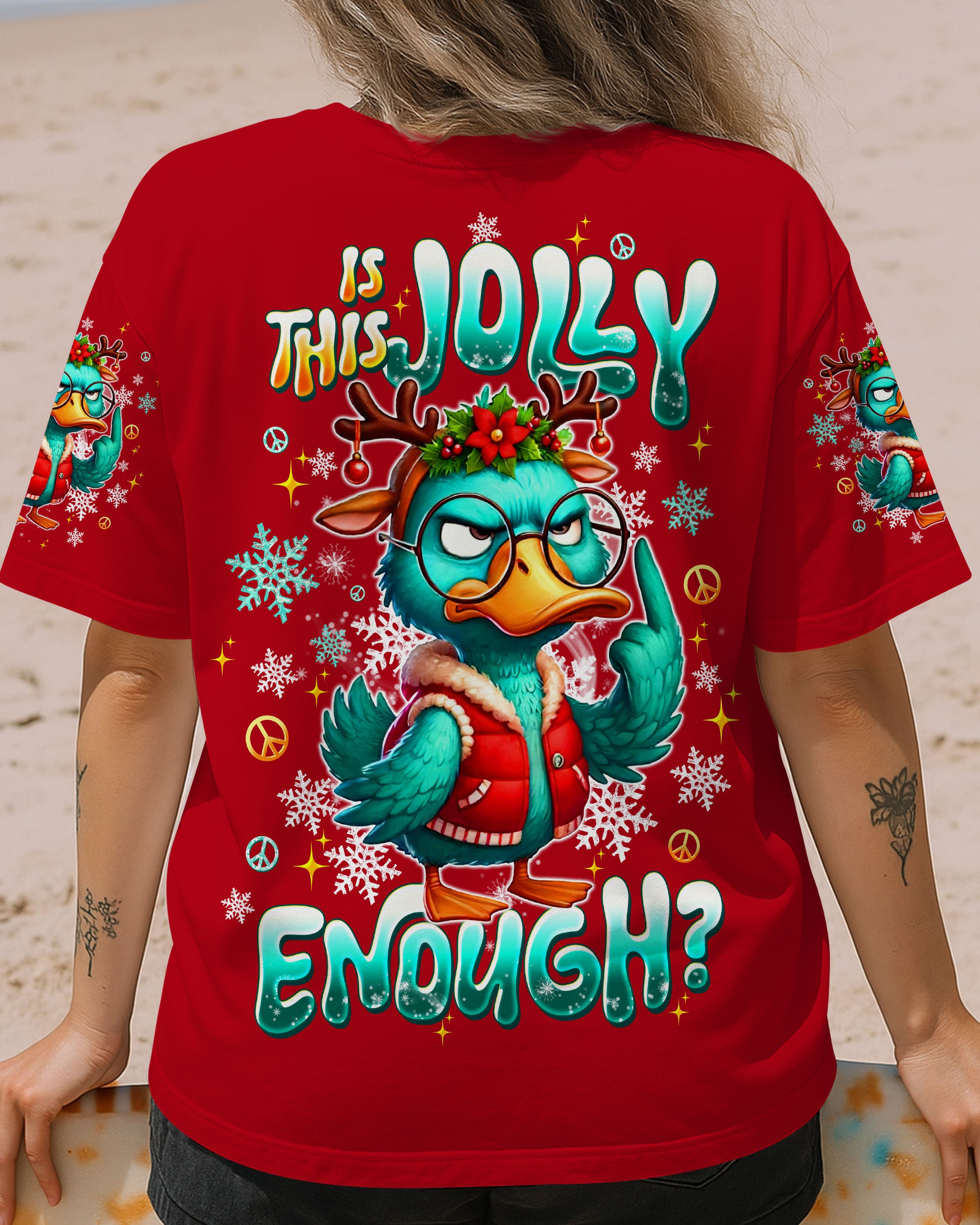IS THIS JOLLY ENOUGH DUCK CHRISTMAS ALL OVER PRINT - TLTW0610253