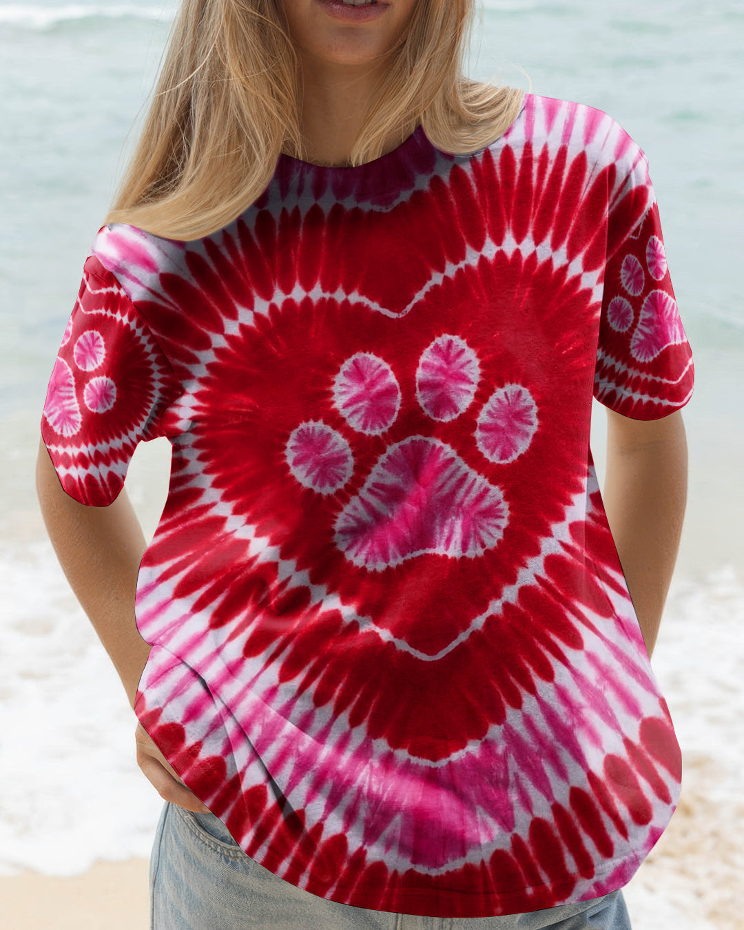 RED PINK PAW HEART ALL OVER PRINT - TYPQ0703261