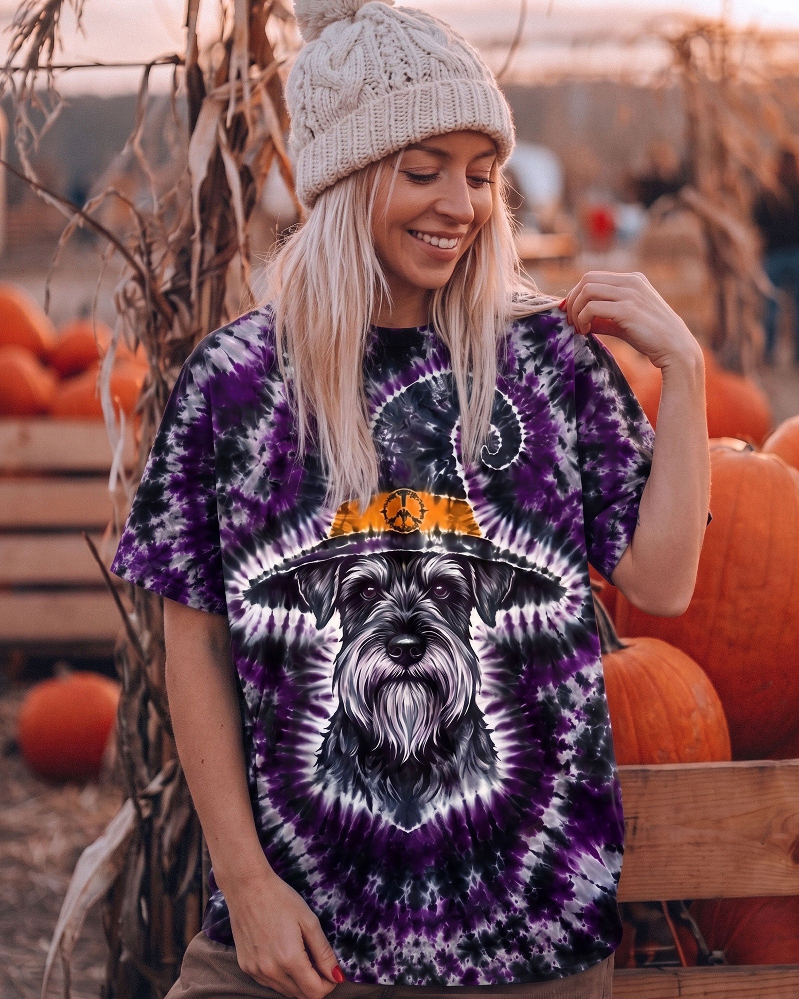 SCHNAUZER DOG WITCH HALLOWEEN BURST PATTERN ALL OVER PRINT - TLTW2107264