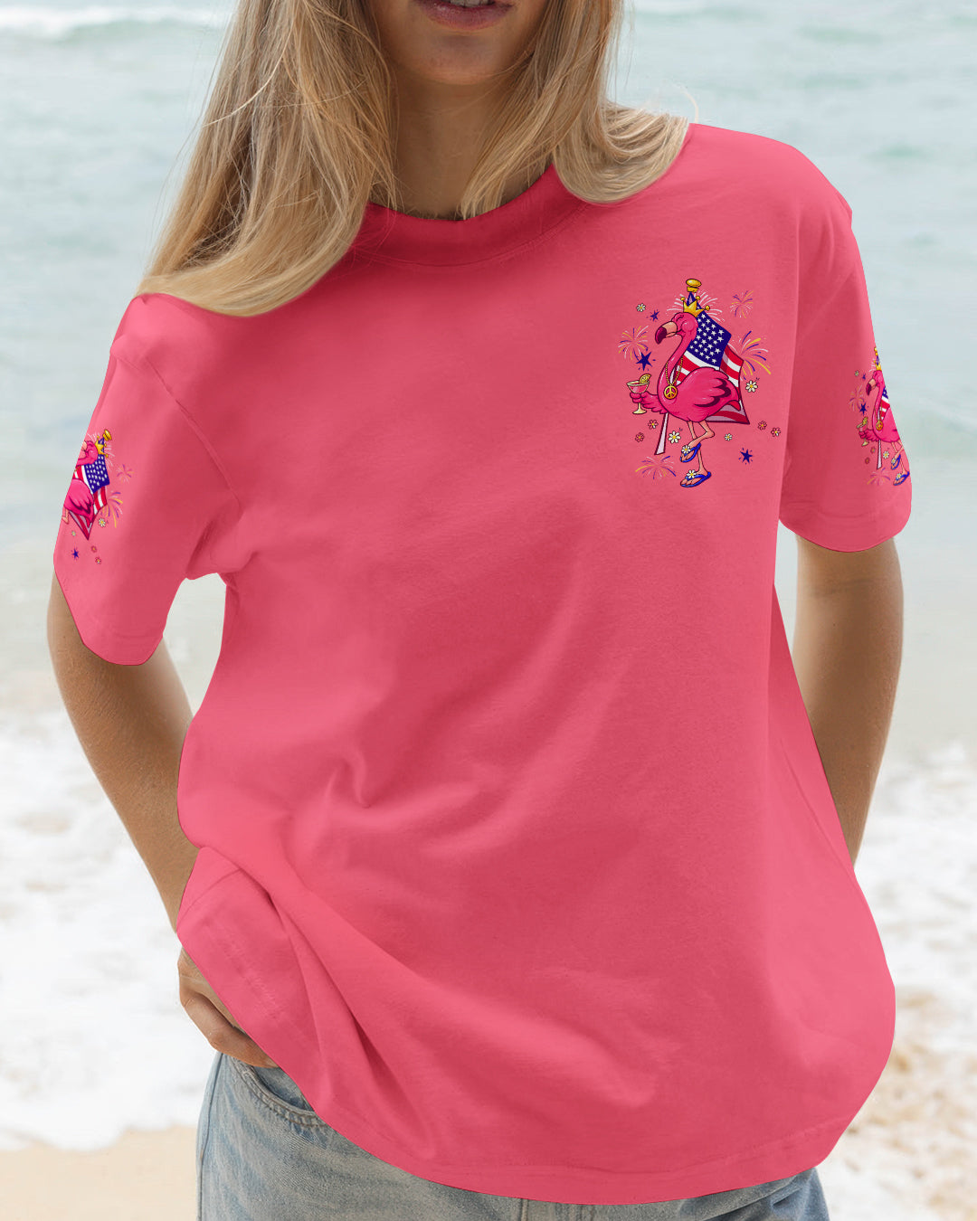 PRETTY IN PINK FLAMINGO RED WHITE & BLUE  ALL OVER PRINT - TLHG2403261