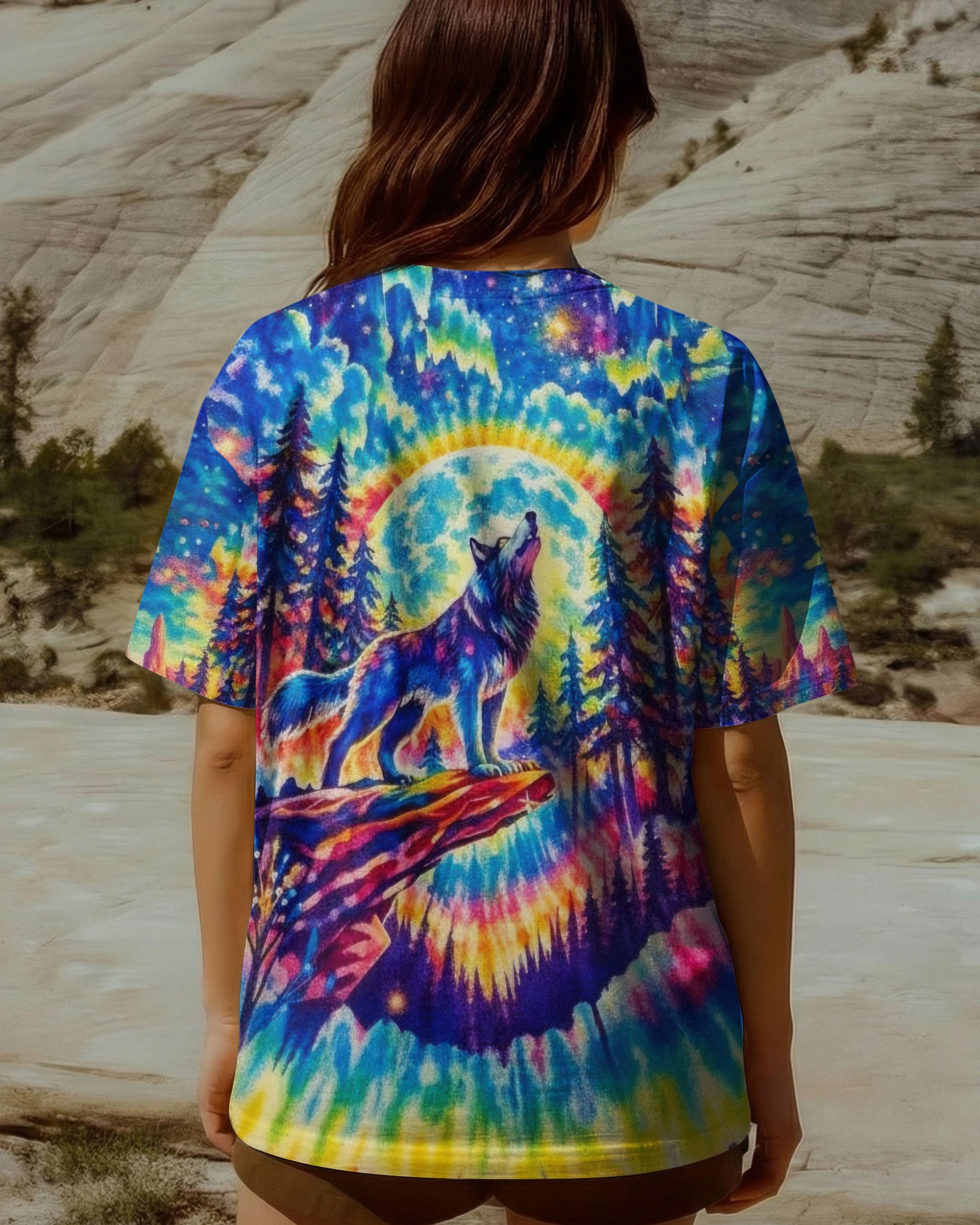 WOLF IN THE FOREST COLORFUL SWIRL ALL OVER PRINT  - TLTW2001264