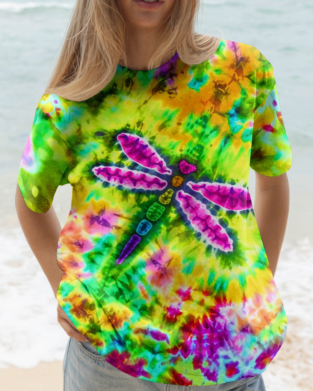 JUST BREATHE GOOD VIBES COLOR BURST ALL OVER PRINT - KM0604262