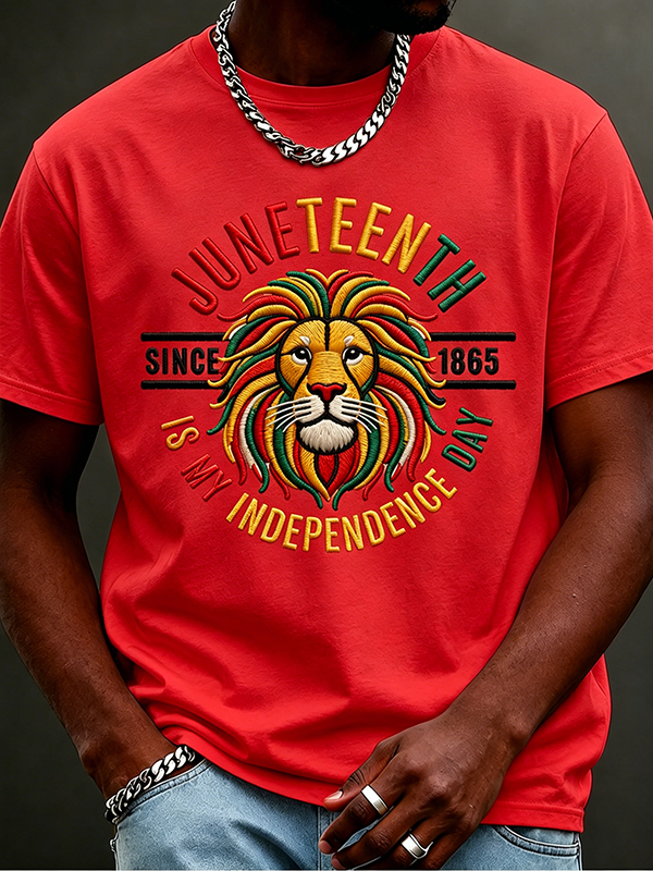 Men's Juneteenth Is My Independence Day Since 1865Print Cotton Casual T-Shirt
