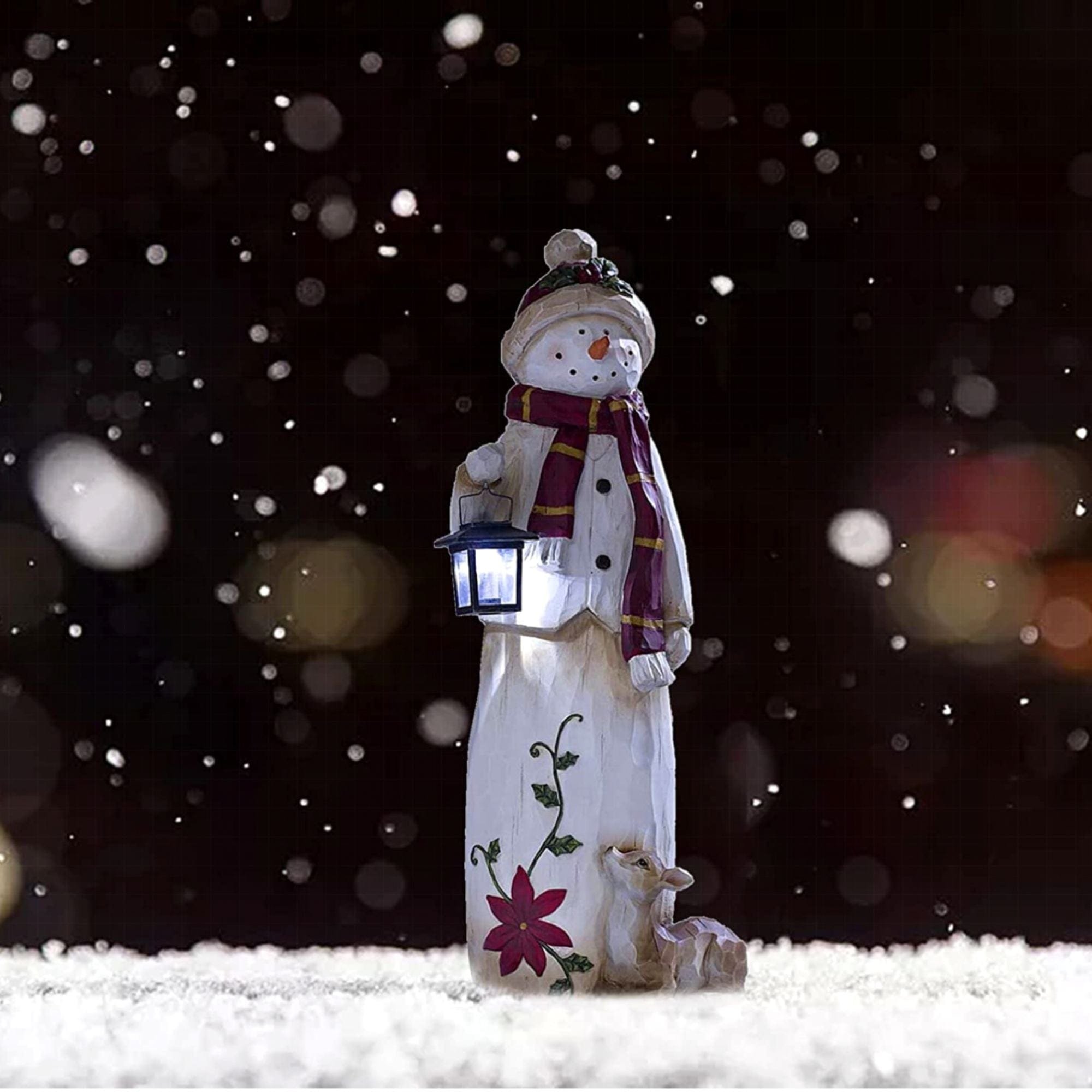 Oncandforal🔥Flash Sale - 49% OFF 🎄Christmas Decoration Woodland Snowman Holding Solar Lantern